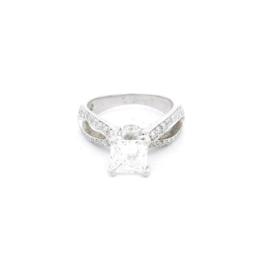 Princess Cut Diamond Crossover Style Ring - Forever Rox