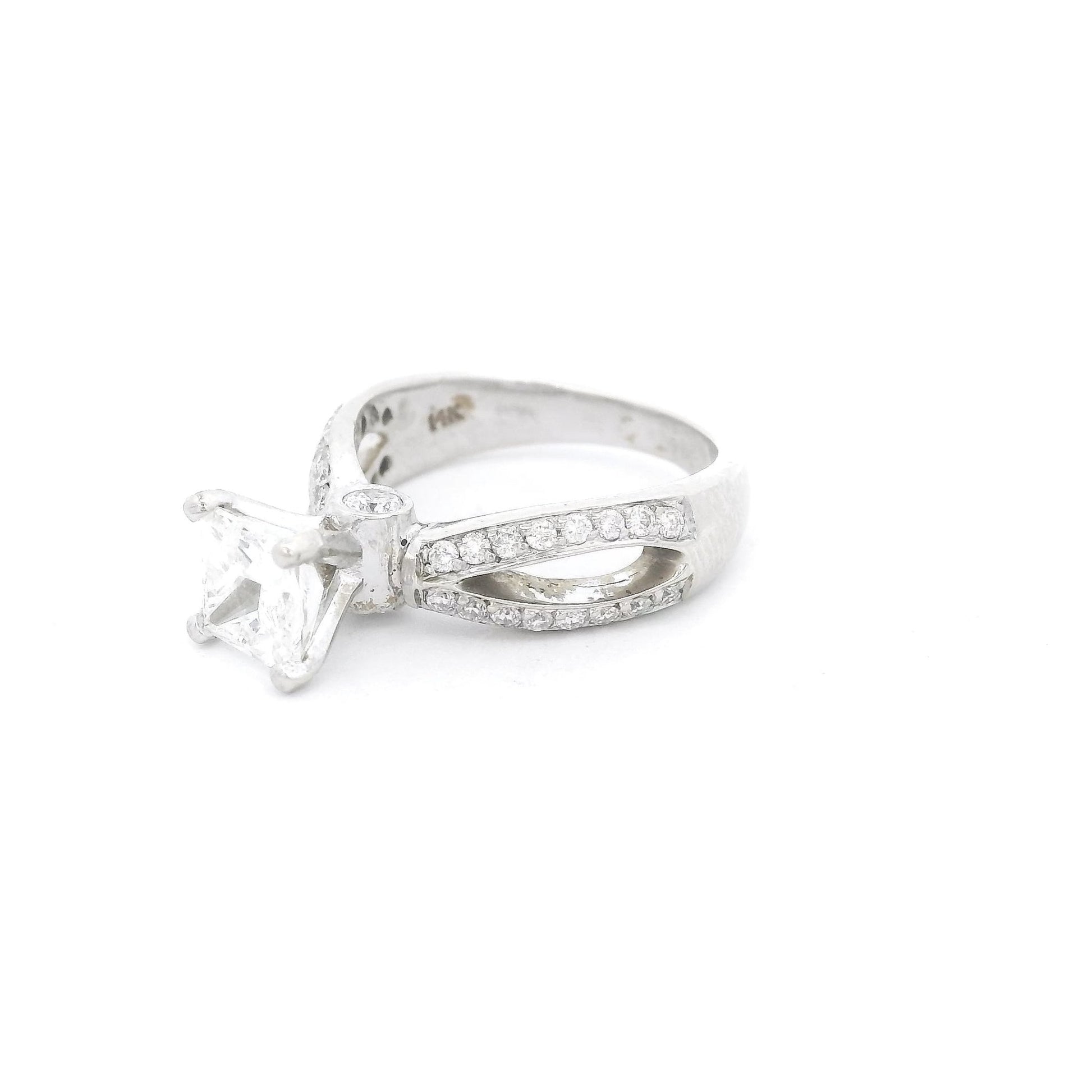Princess Cut Diamond Crossover Style Ring - Forever Rox