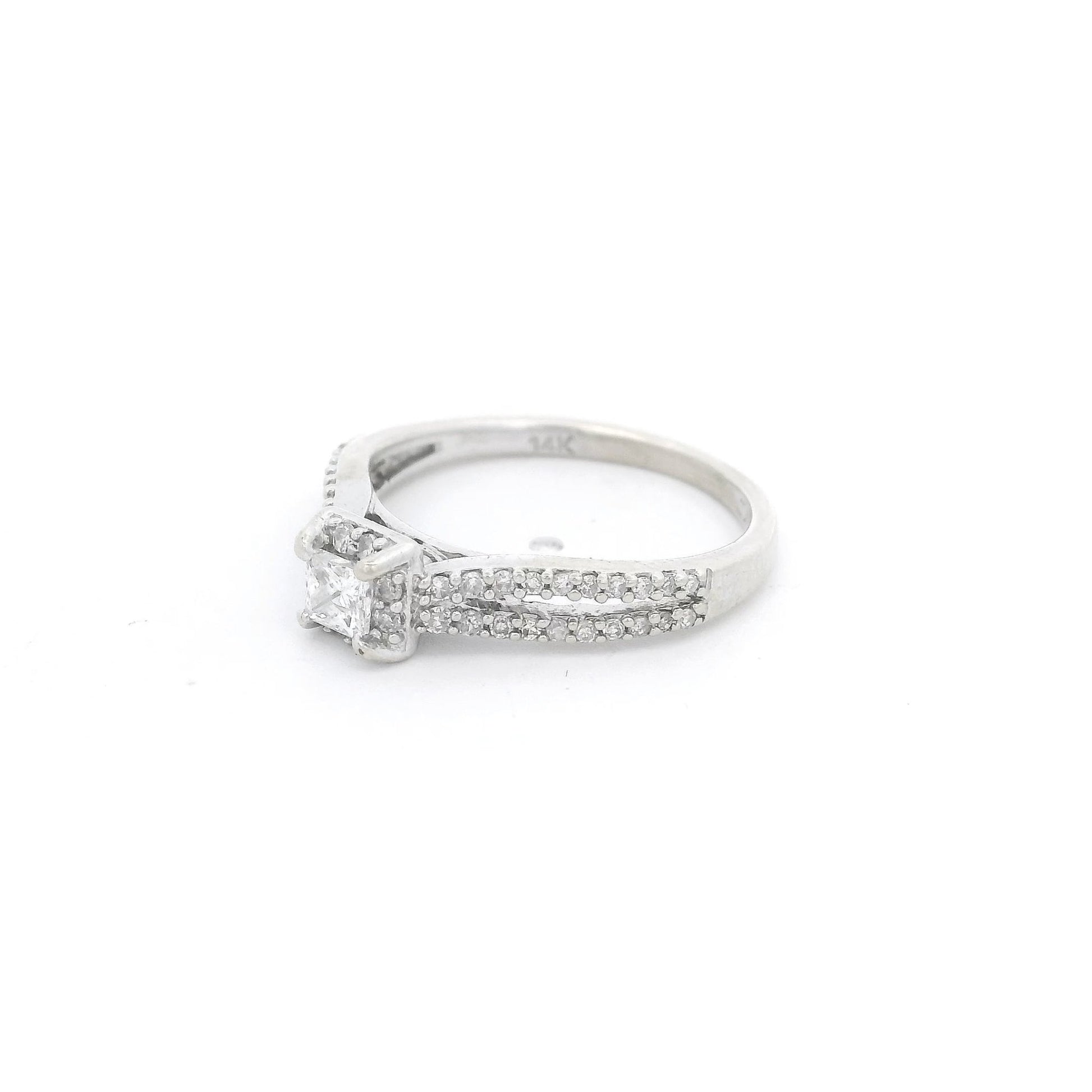 Princess Cut Diamond Ring with Diamond Accent Split Shank - Forever Rox Fine Jewelry