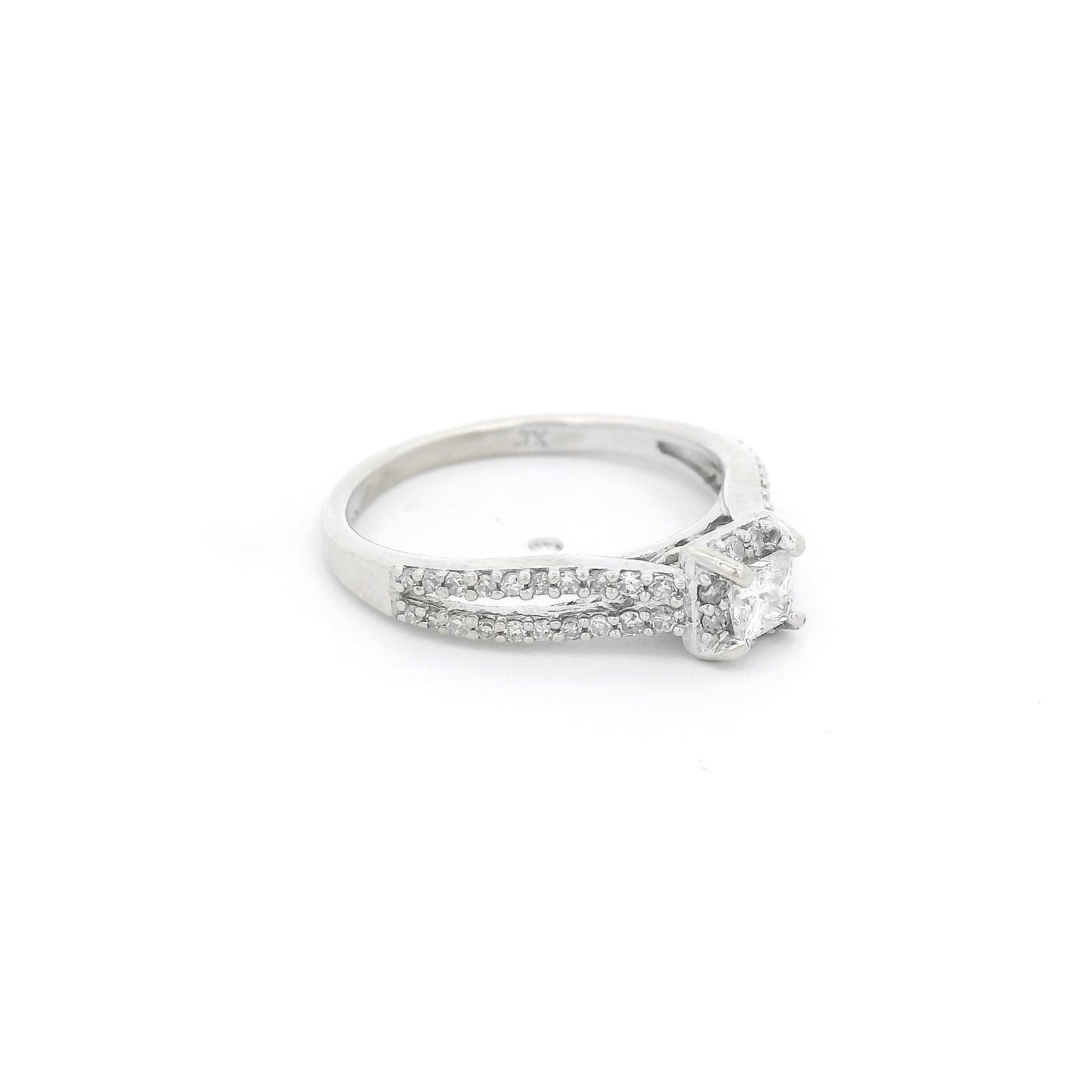 Princess Cut Diamond Ring with Diamond Accent Split Shank - Forever Rox Fine Jewelry