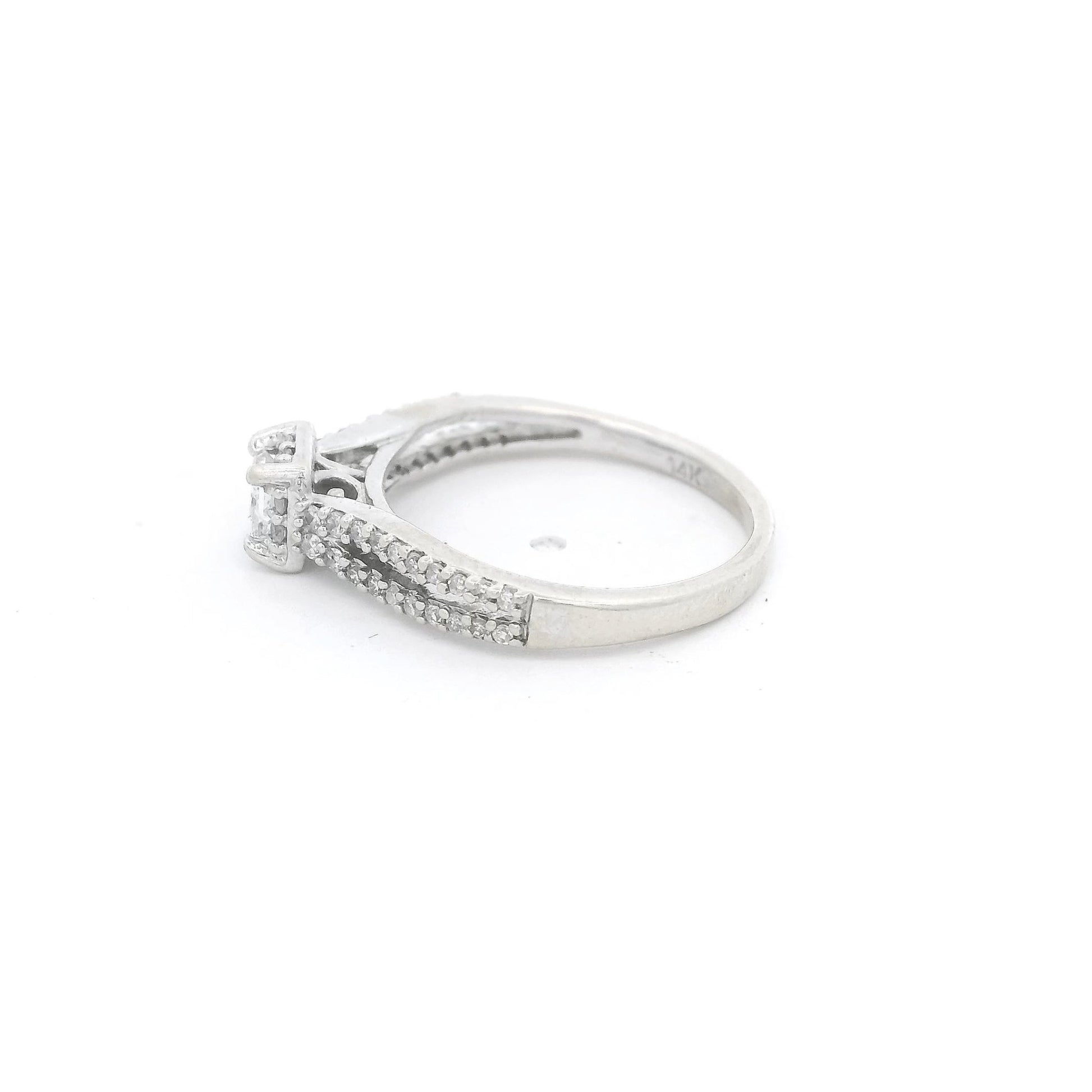 Princess Cut Diamond Ring with Diamond Accent Split Shank - Forever Rox Fine Jewelry