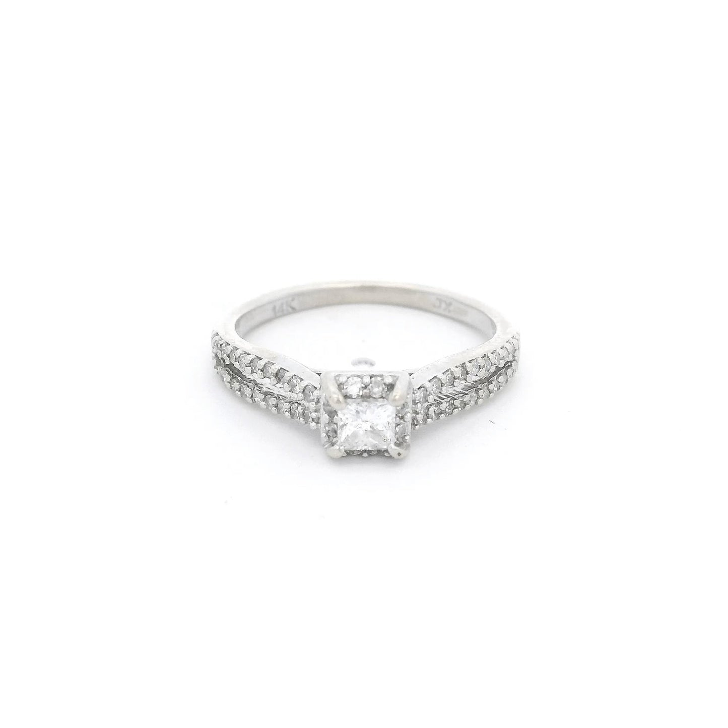 Princess Cut Diamond Ring with Diamond Accent Split Shank - Forever Rox Fine Jewelry
