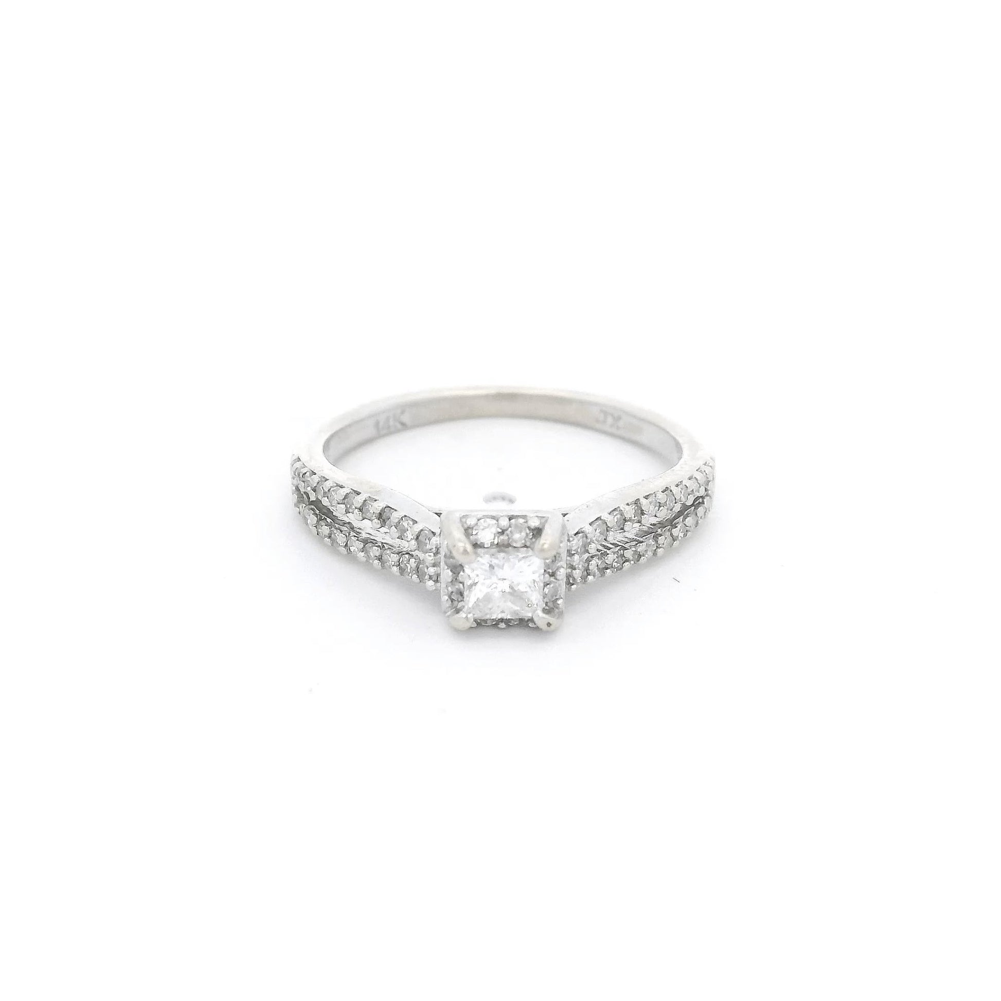 Princess Cut Diamond Ring with Diamond Accent Split Shank - Forever Rox Fine Jewelry