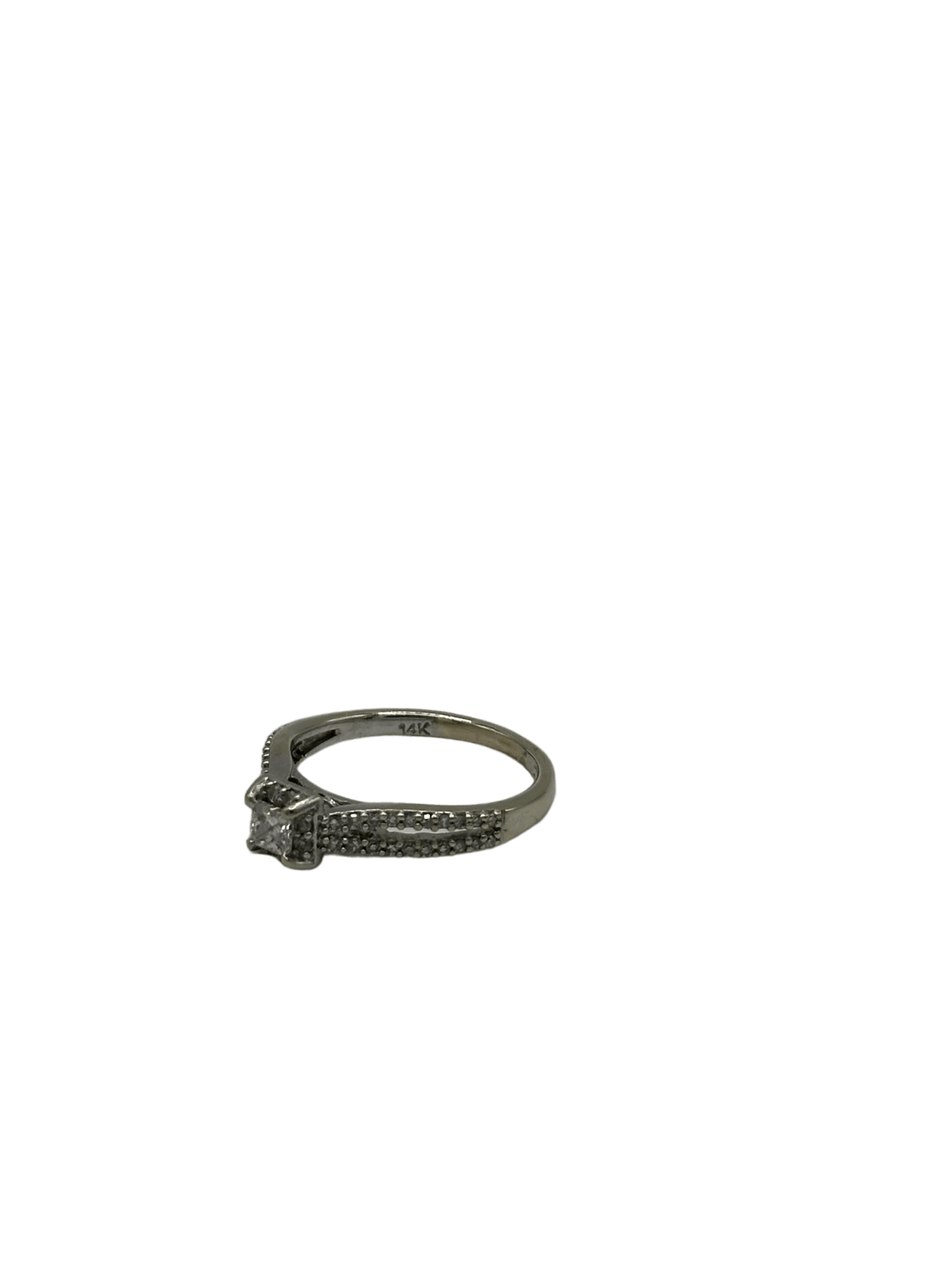 Princess Cut Diamond With Diamonds Down Each Shank White Gold Bridal Ring - Forever Rox