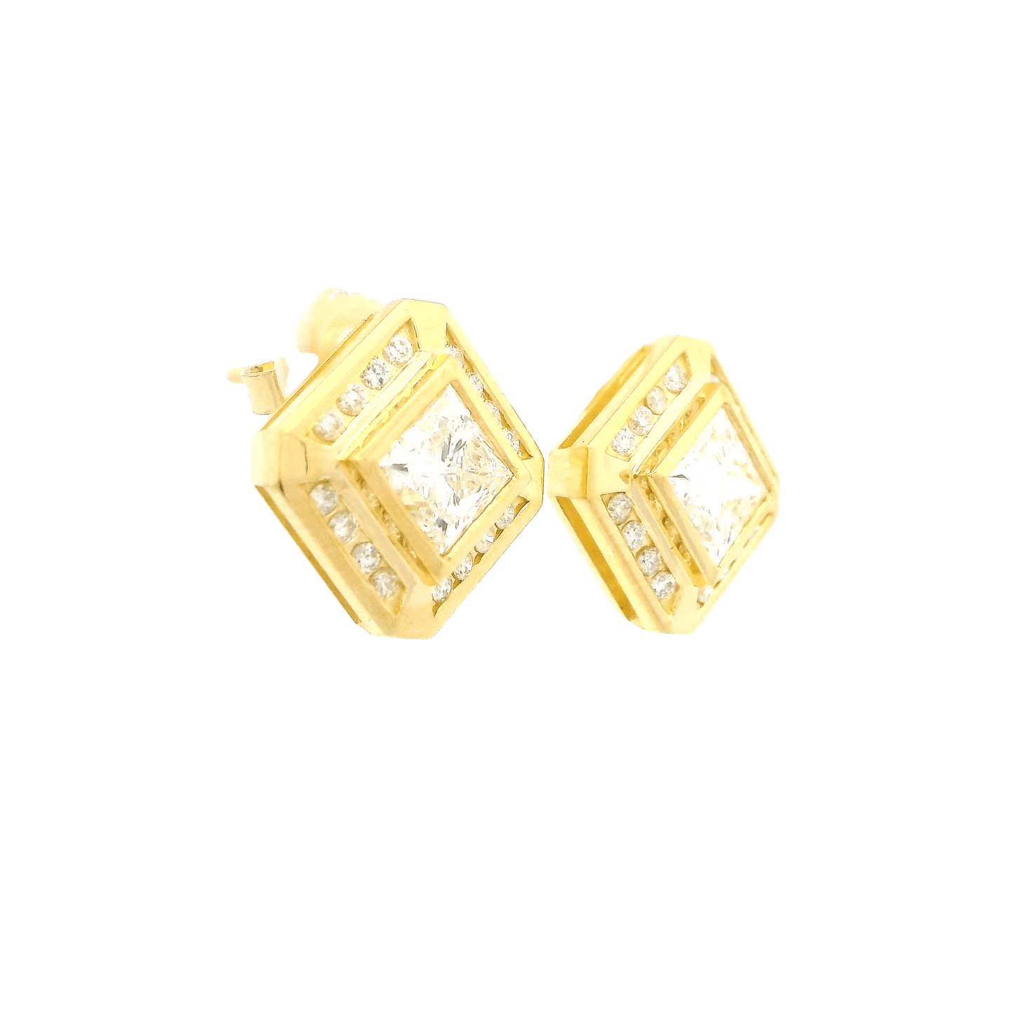 Princess Cut & Round Cut Diamond Octagon Studs - Forever Rox