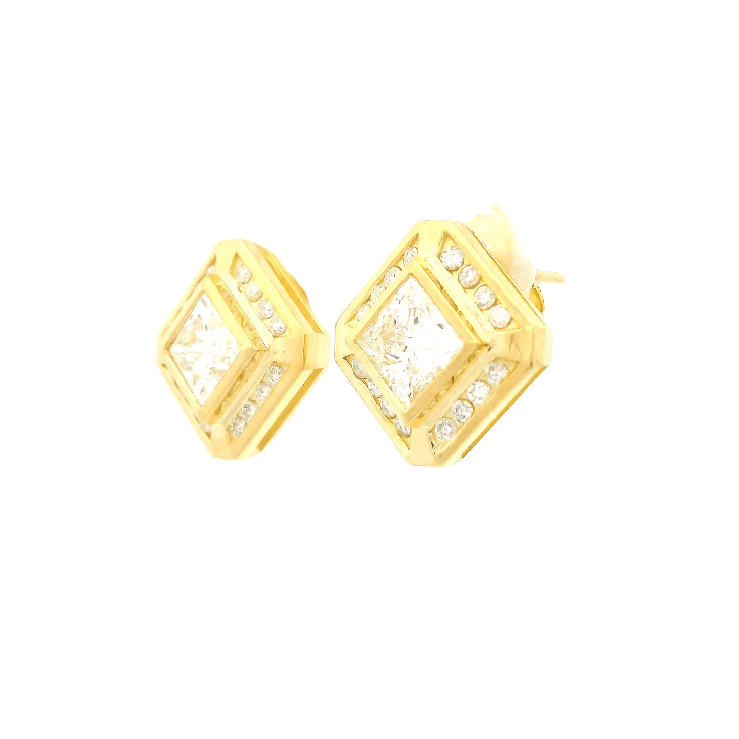 Princess Cut & Round Cut Diamond Octagon Studs - Forever Rox