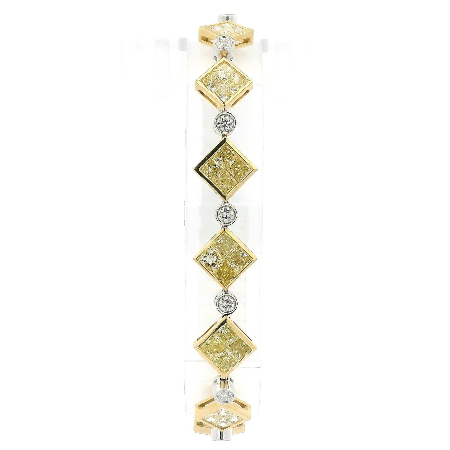 Princess Cut Yellow Diamond & Round Cut Diamond Bracelet - Forever Rox