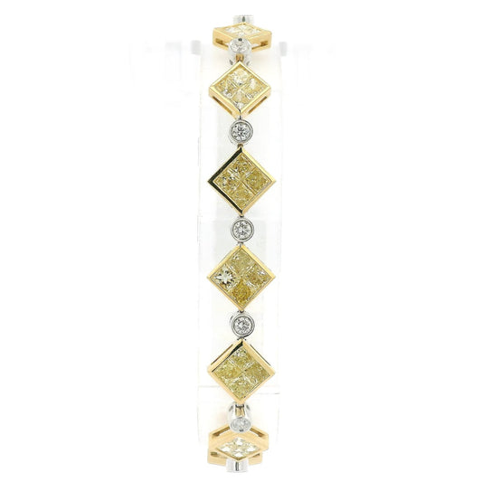 Princess Cut Yellow Diamond & Round Cut Diamond Bracelet - Forever Rox