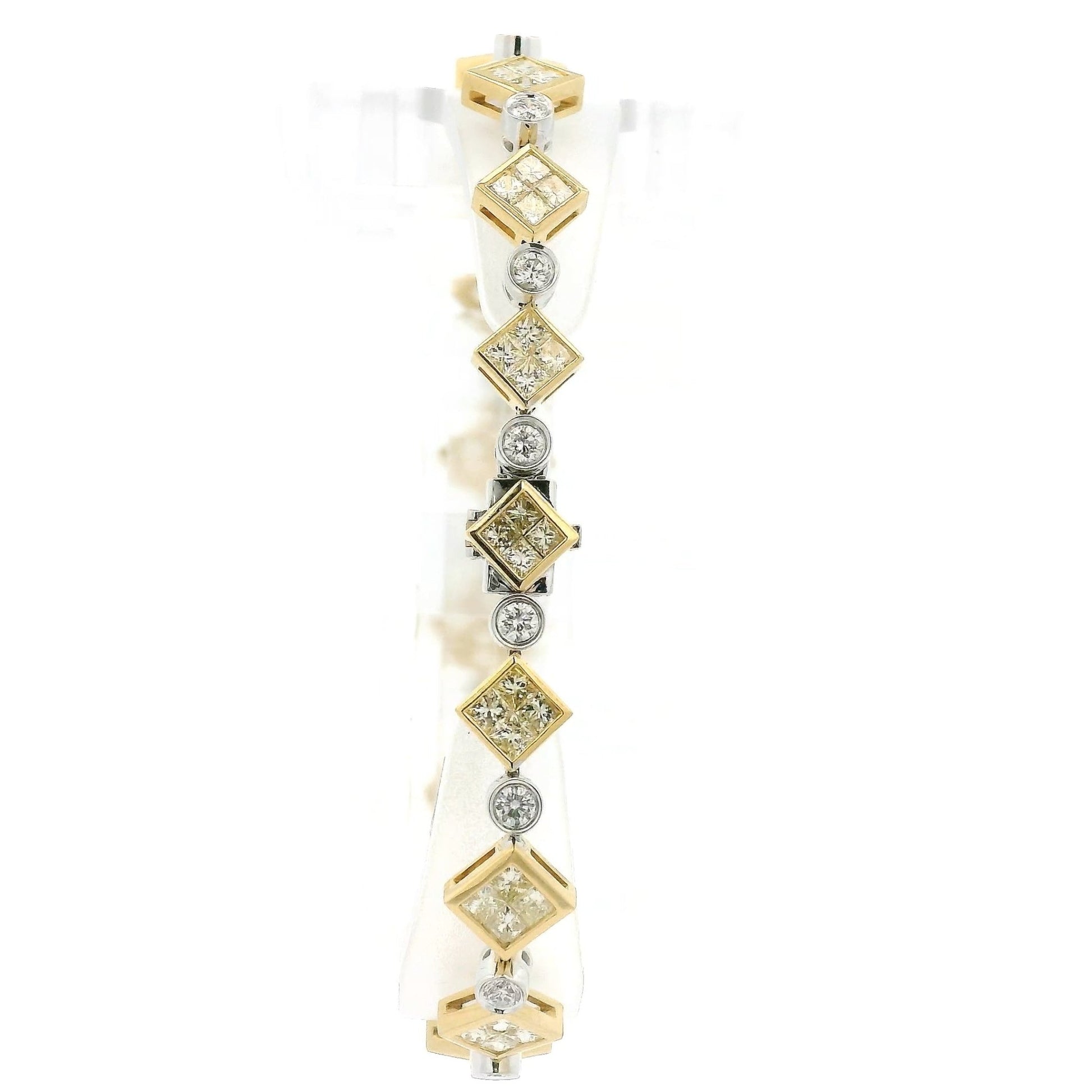 Princess Cut Yellow Diamond & Round Cut Diamond Bracelet - Forever Rox