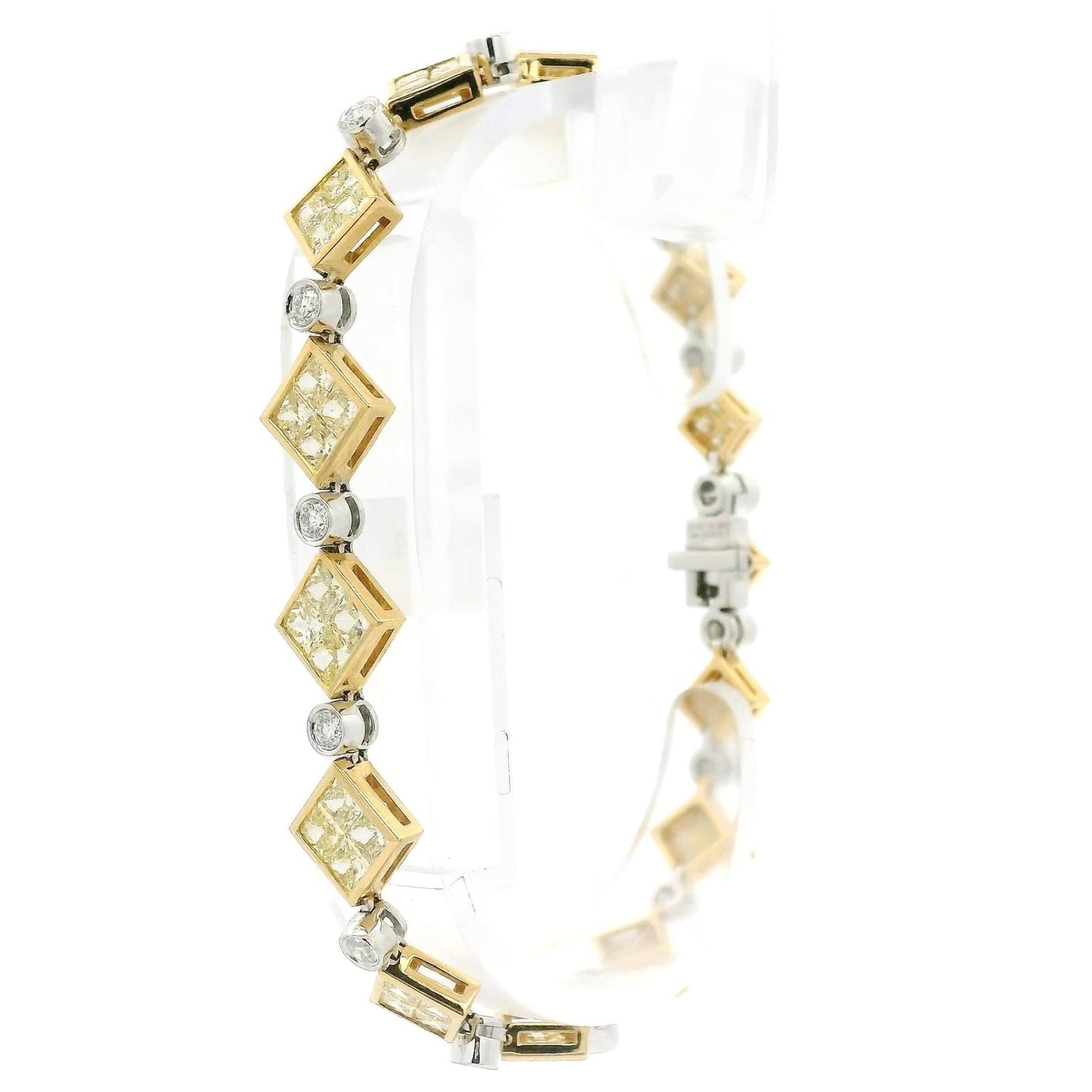 Princess Cut Yellow Diamond & Round Cut Diamond Bracelet - Forever Rox