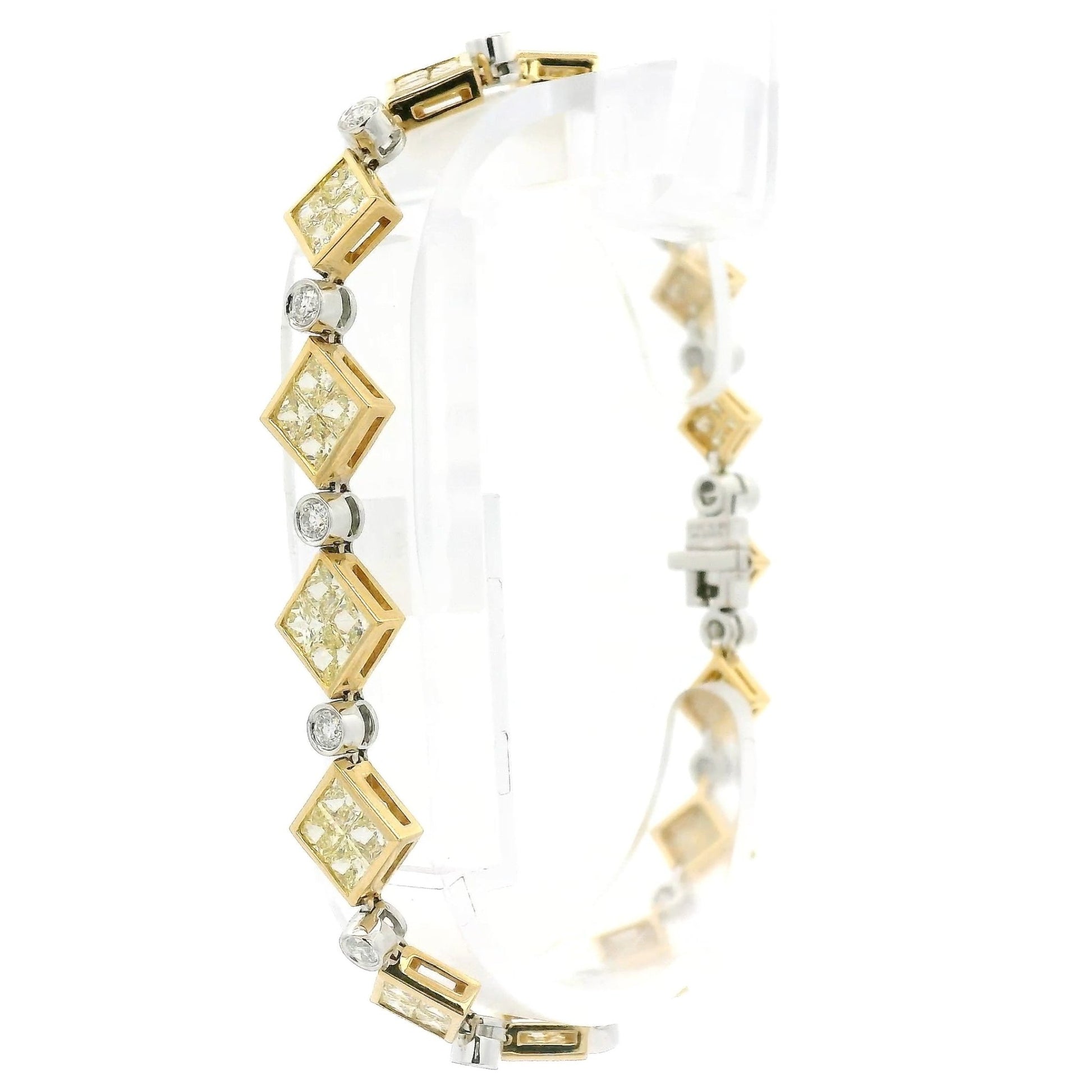 Princess Cut Yellow Diamond & Round Cut Diamond Bracelet - Forever Rox
