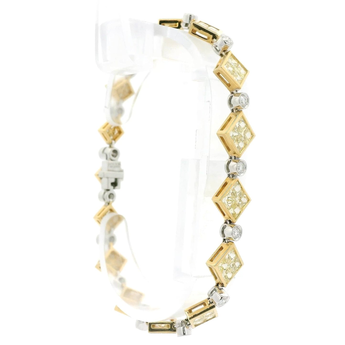 Princess Cut Yellow Diamond & Round Cut Diamond Bracelet - Forever Rox