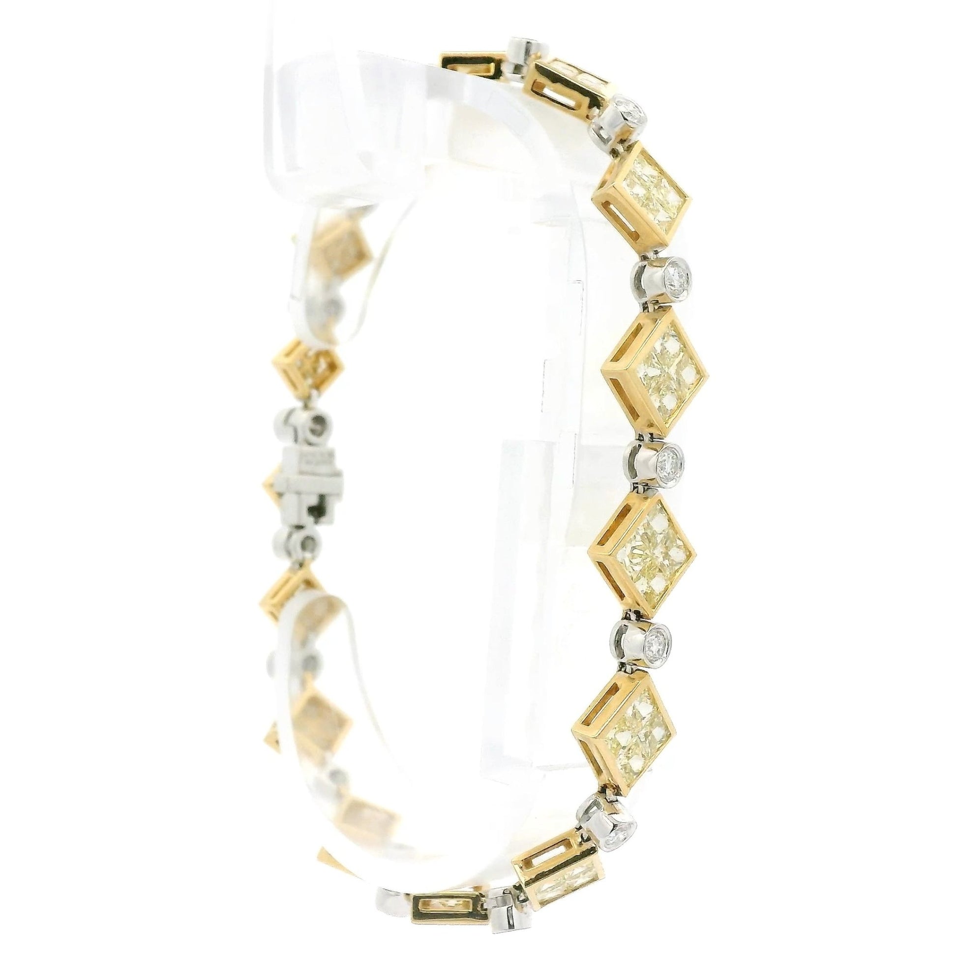Princess Cut Yellow Diamond & Round Cut Diamond Bracelet - Forever Rox