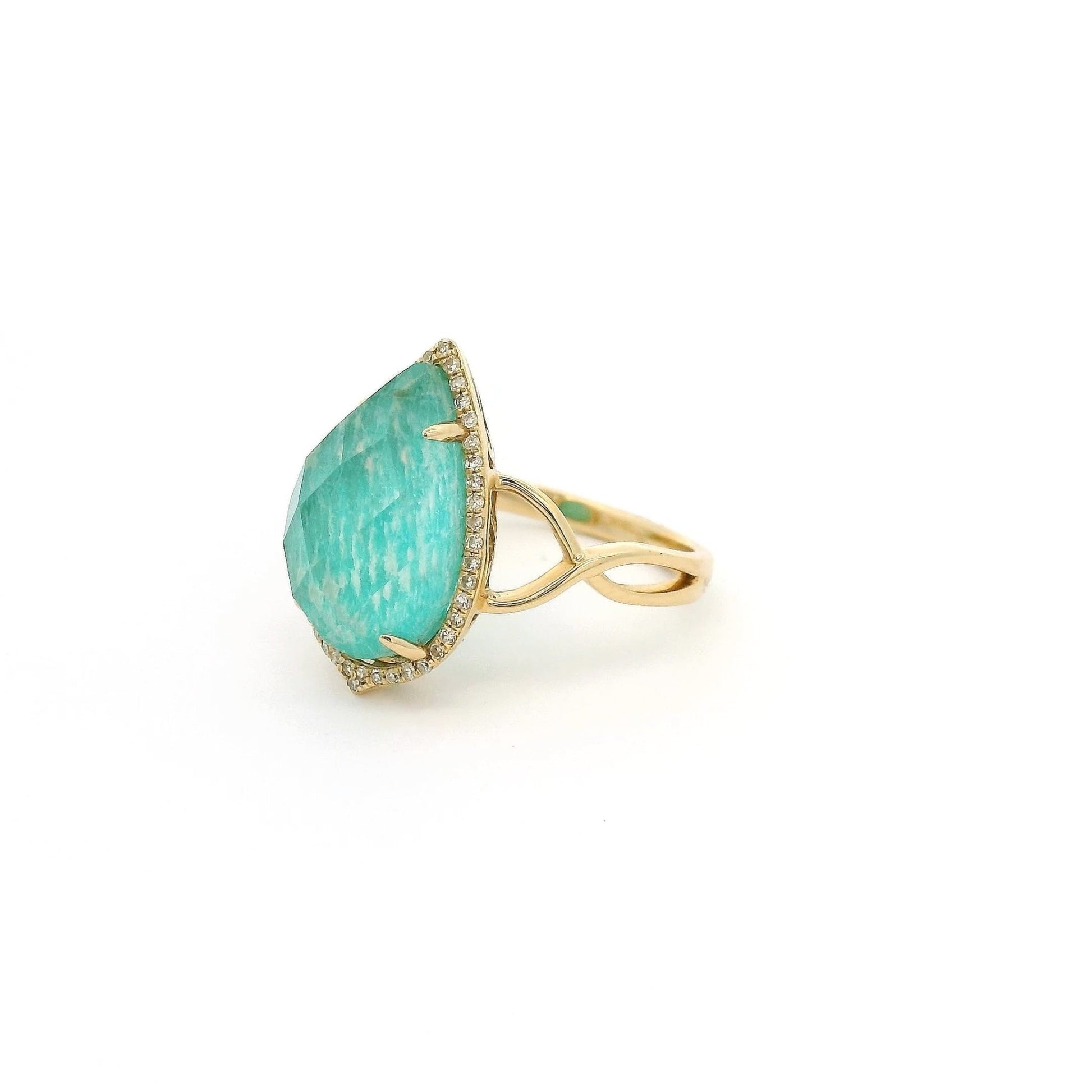 Quartz Amazonite Doublet & Diamond Ring - Forever Rox Fine Jewelry