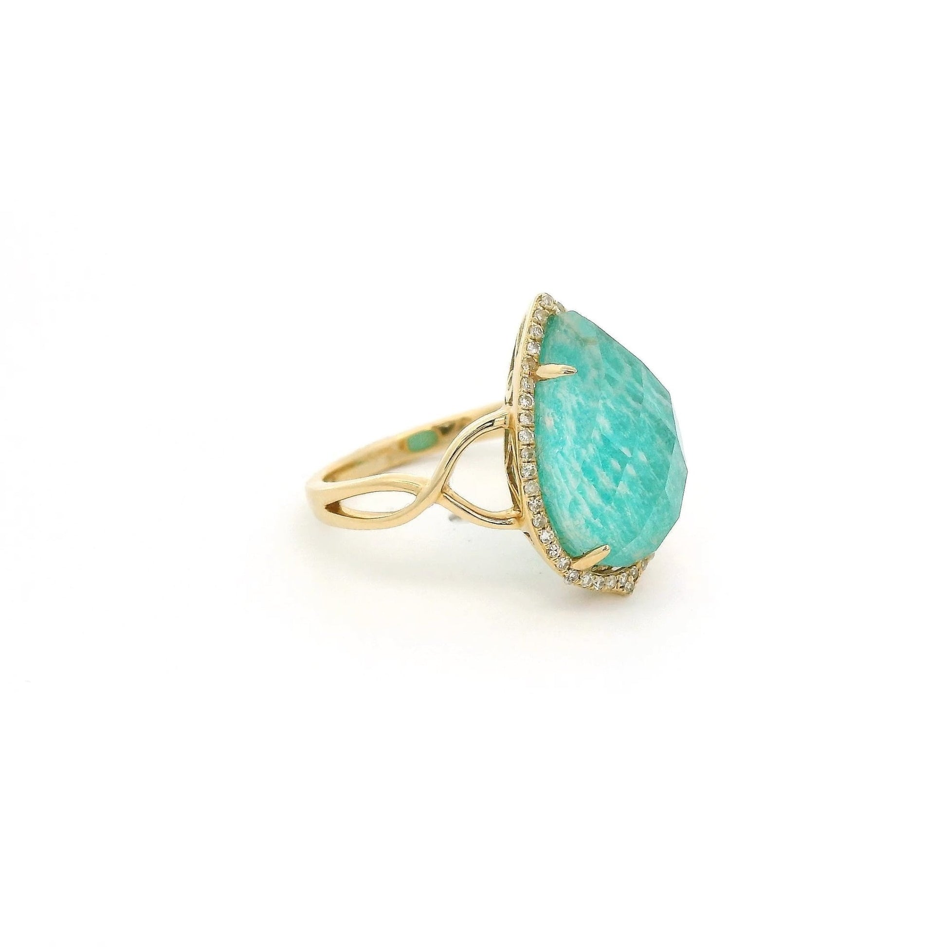 Quartz Amazonite Doublet & Diamond Ring - Forever Rox Fine Jewelry