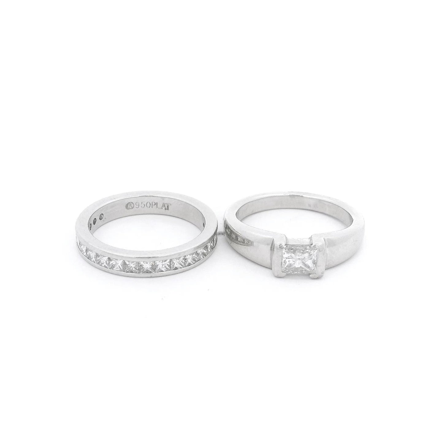 Radiant Cut Diamond Bridal Ring & Matching Band With Princess Cut Diamonds - Forever Rox Fine Jewelry