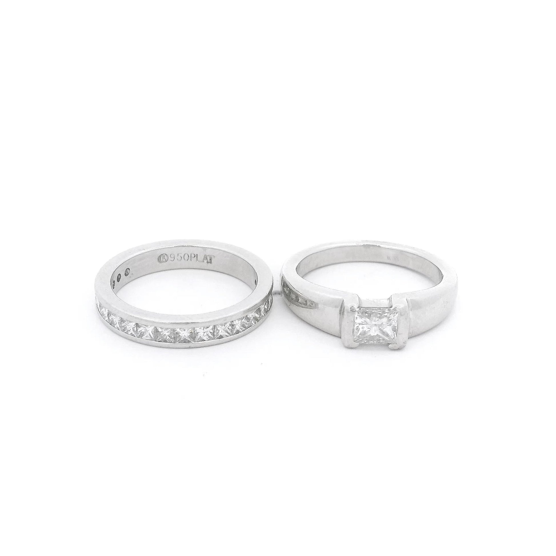 Radiant Cut Diamond Bridal Ring & Matching Band With Princess Cut Diamonds - Forever Rox Fine Jewelry