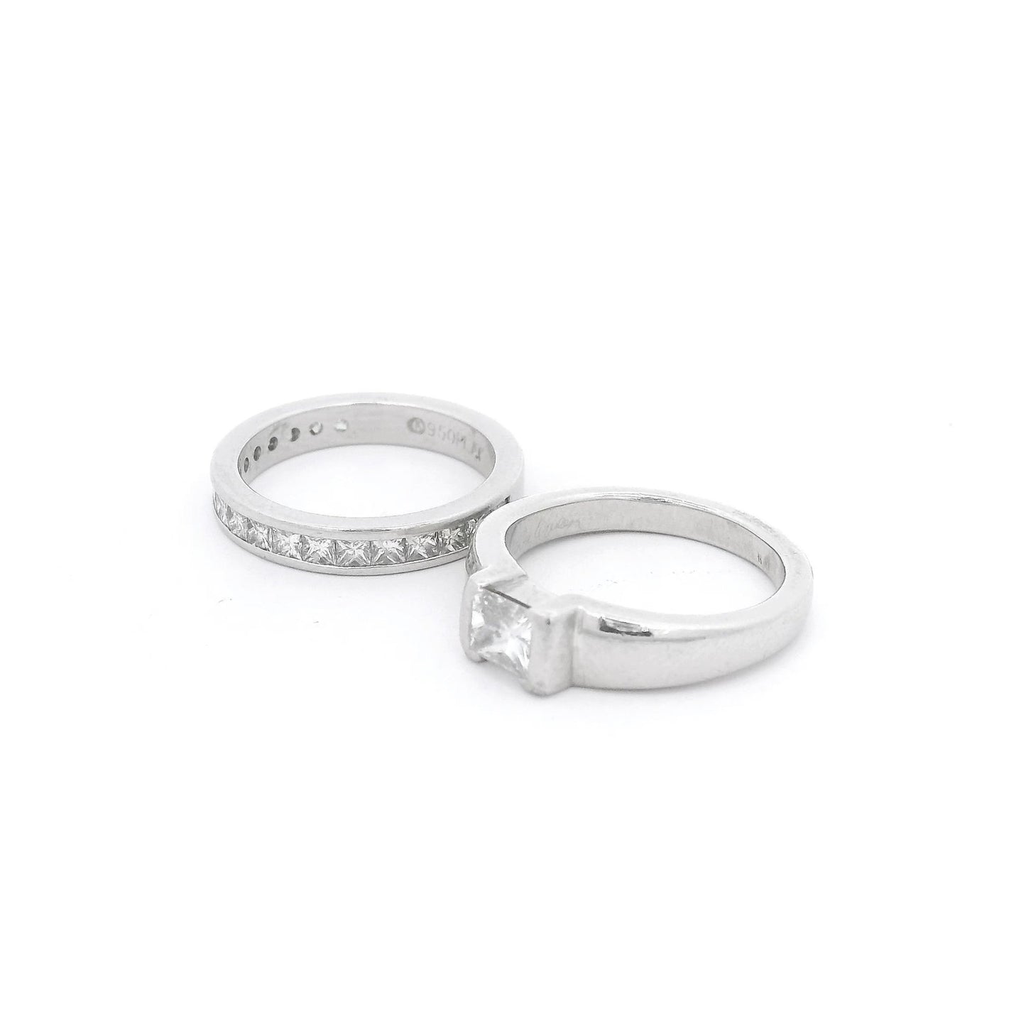 Radiant Cut Diamond Bridal Ring & Matching Band With Princess Cut Diamonds - Forever Rox Fine Jewelry