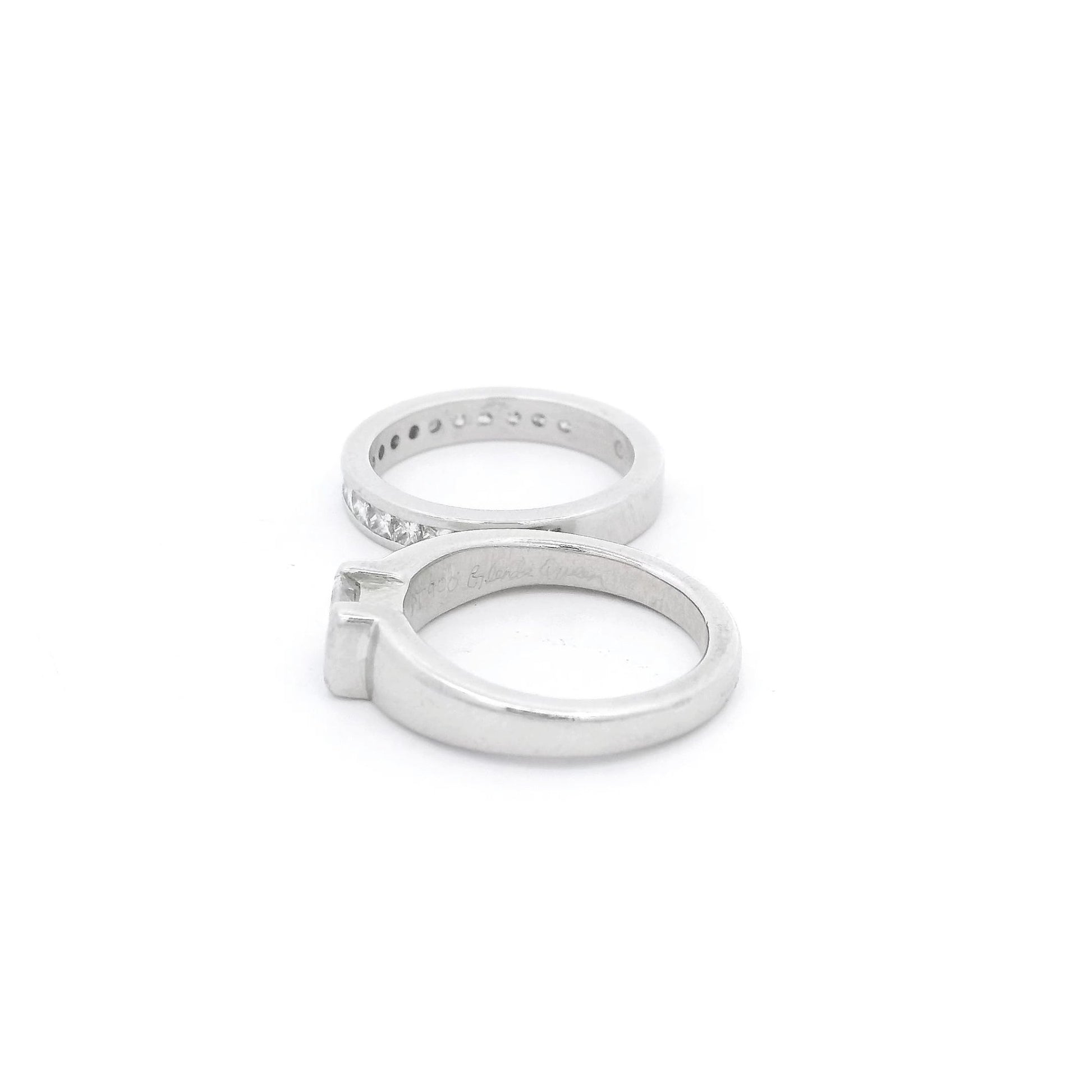 Radiant Cut Diamond Bridal Ring & Matching Band With Princess Cut Diamonds - Forever Rox Fine Jewelry