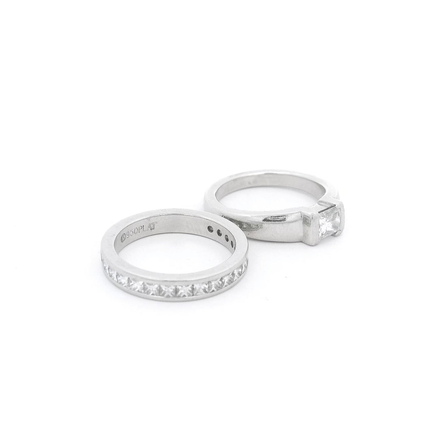 Radiant Cut Diamond Bridal Ring & Matching Band With Princess Cut Diamonds - Forever Rox Fine Jewelry