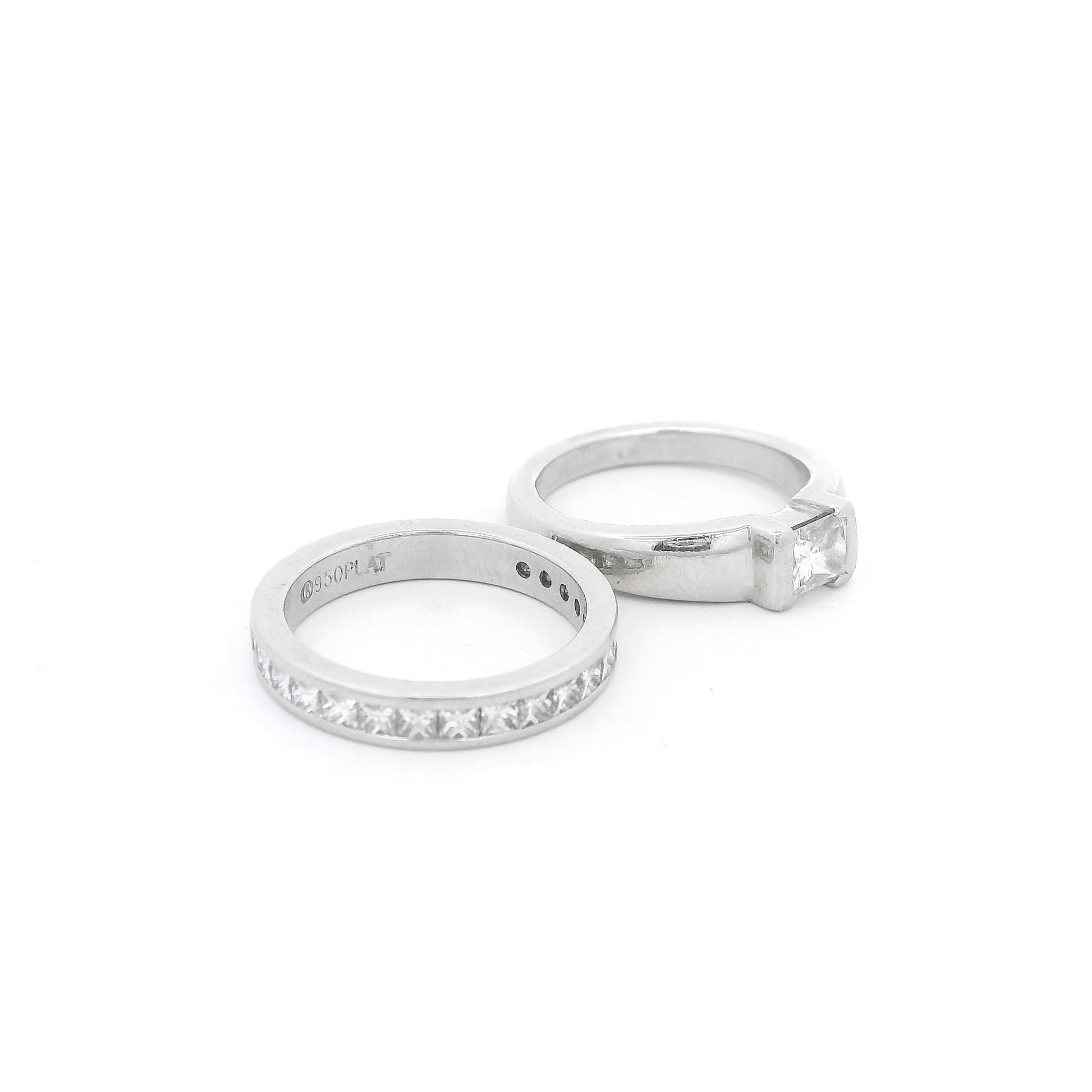 Radiant Cut Diamond Bridal Ring & Matching Band With Princess Cut Diamonds - Forever Rox Fine Jewelry
