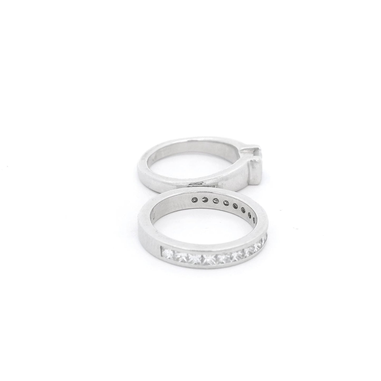 Radiant Cut Diamond Bridal Ring & Matching Band With Princess Cut Diamonds - Forever Rox Fine Jewelry