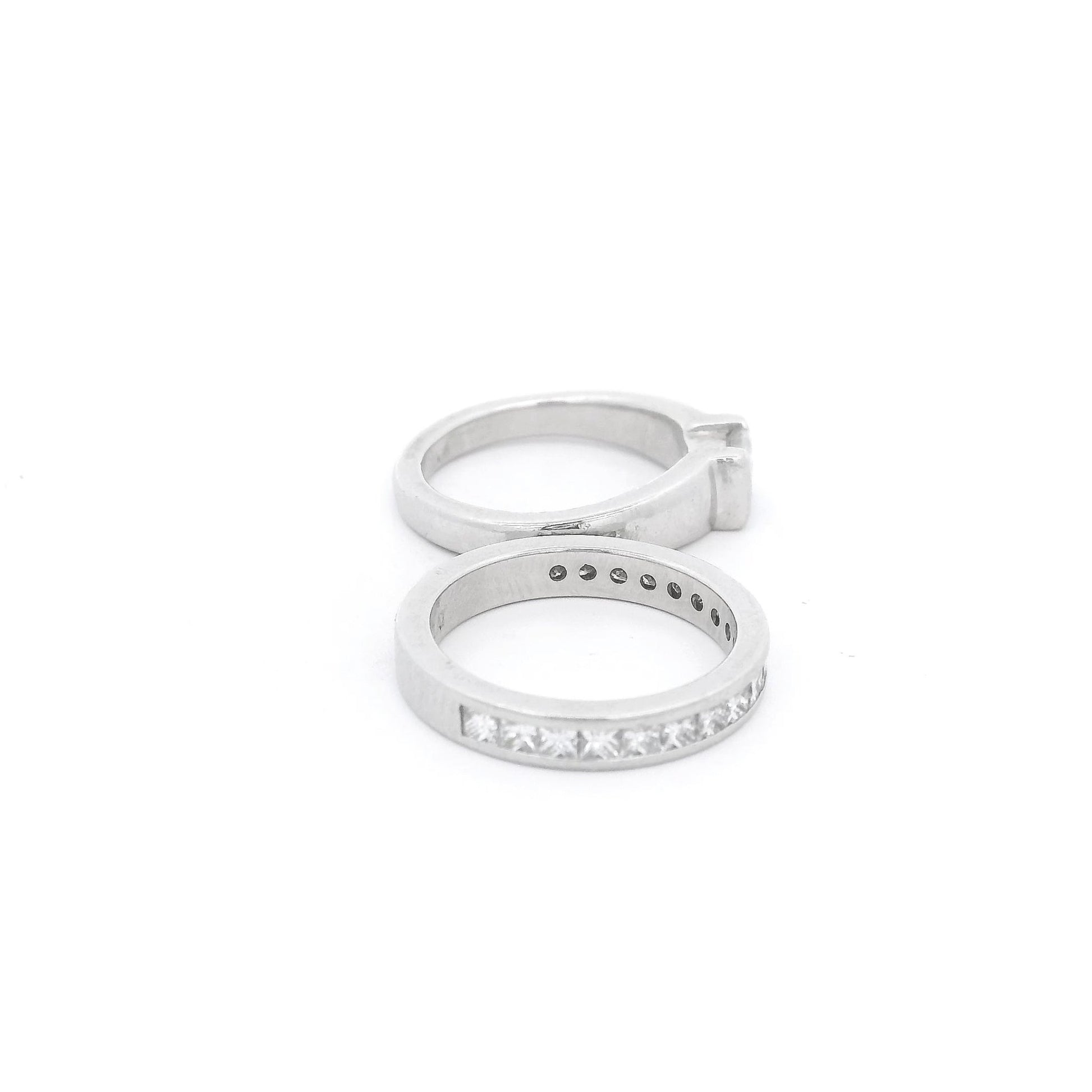 Radiant Cut Diamond Bridal Ring & Matching Band With Princess Cut Diamonds - Forever Rox Fine Jewelry