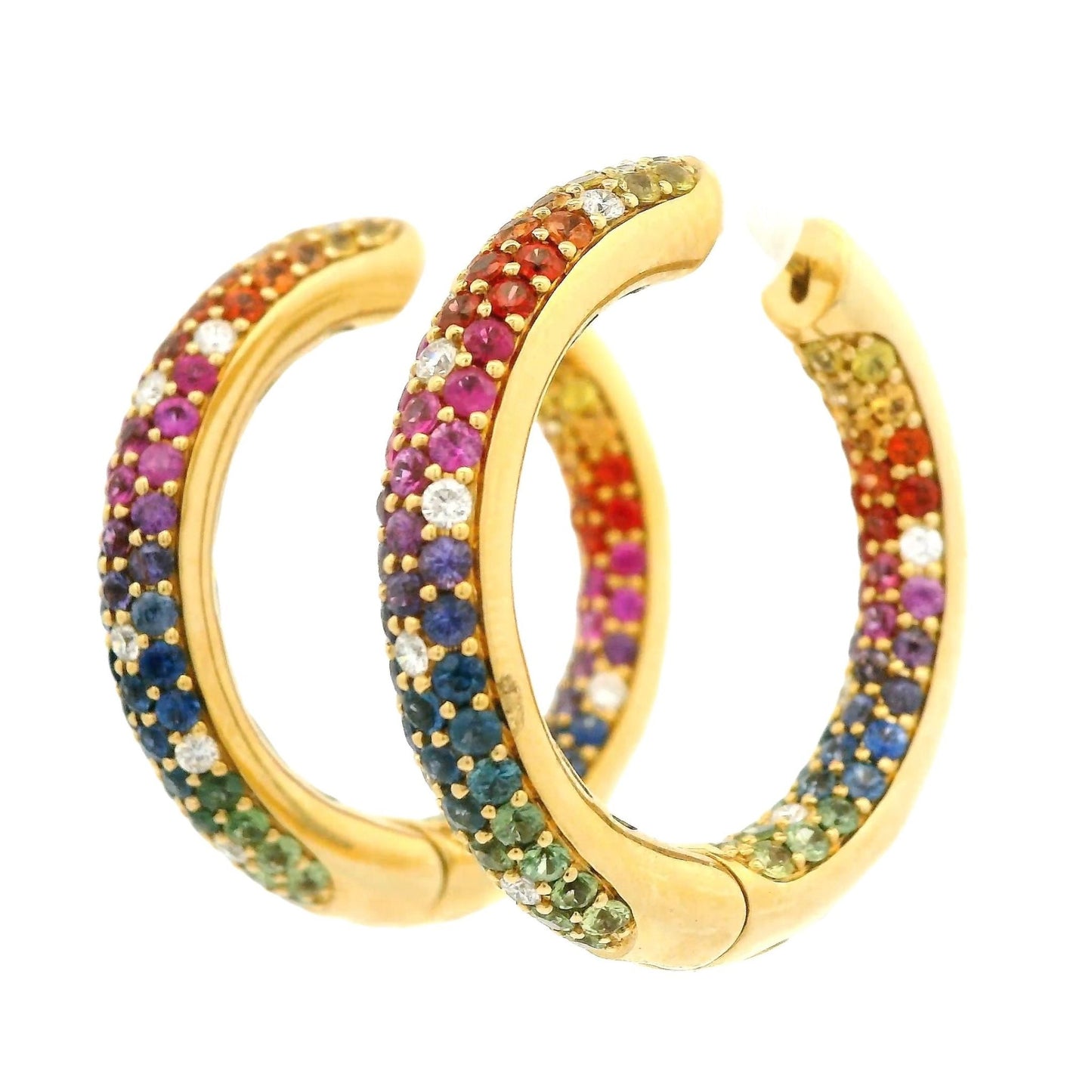 Rainbow Sapphire Hoops - Forever Rox