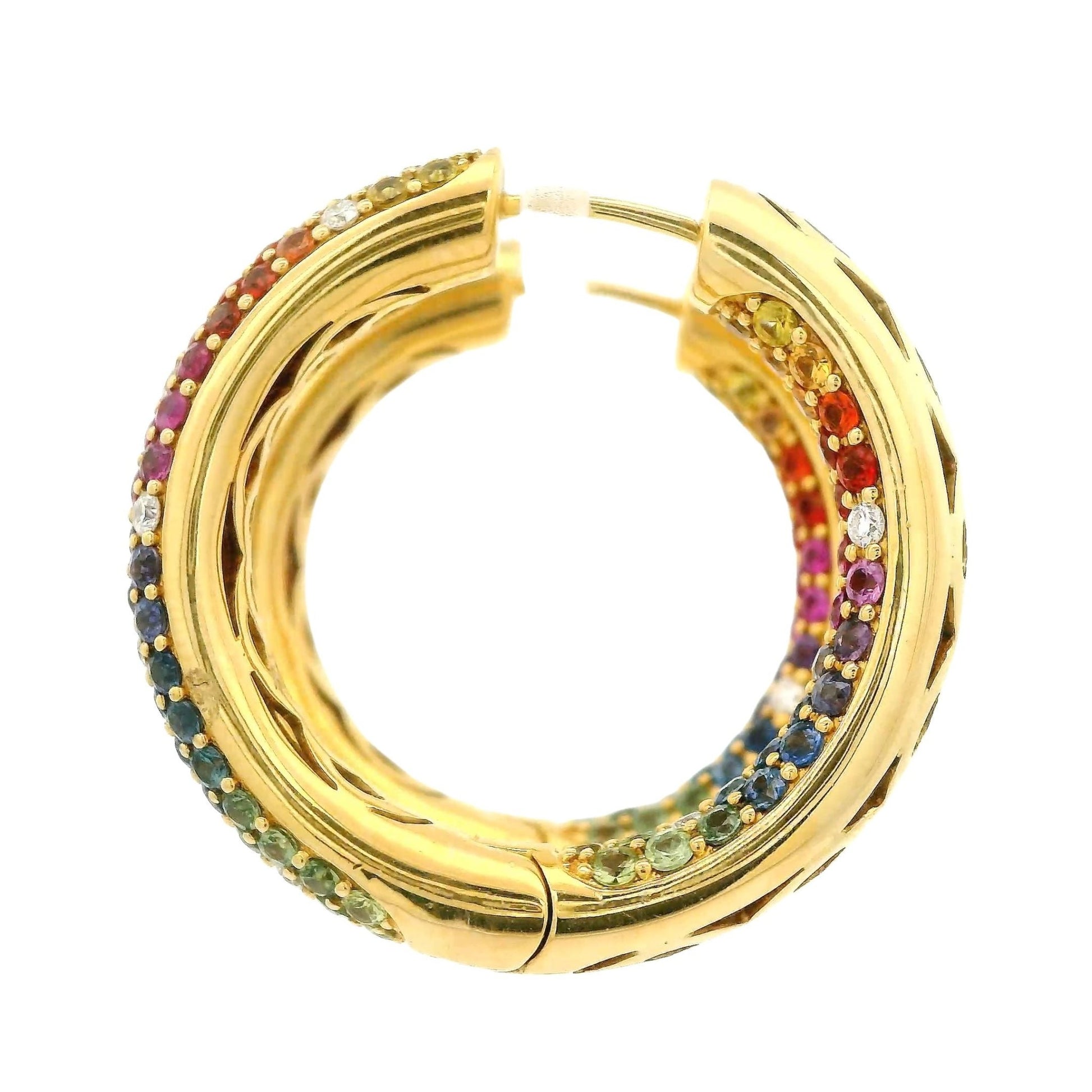 Rainbow Sapphire Hoops - Forever Rox