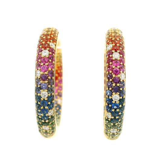 Rainbow Sapphire Hoops - Forever Rox