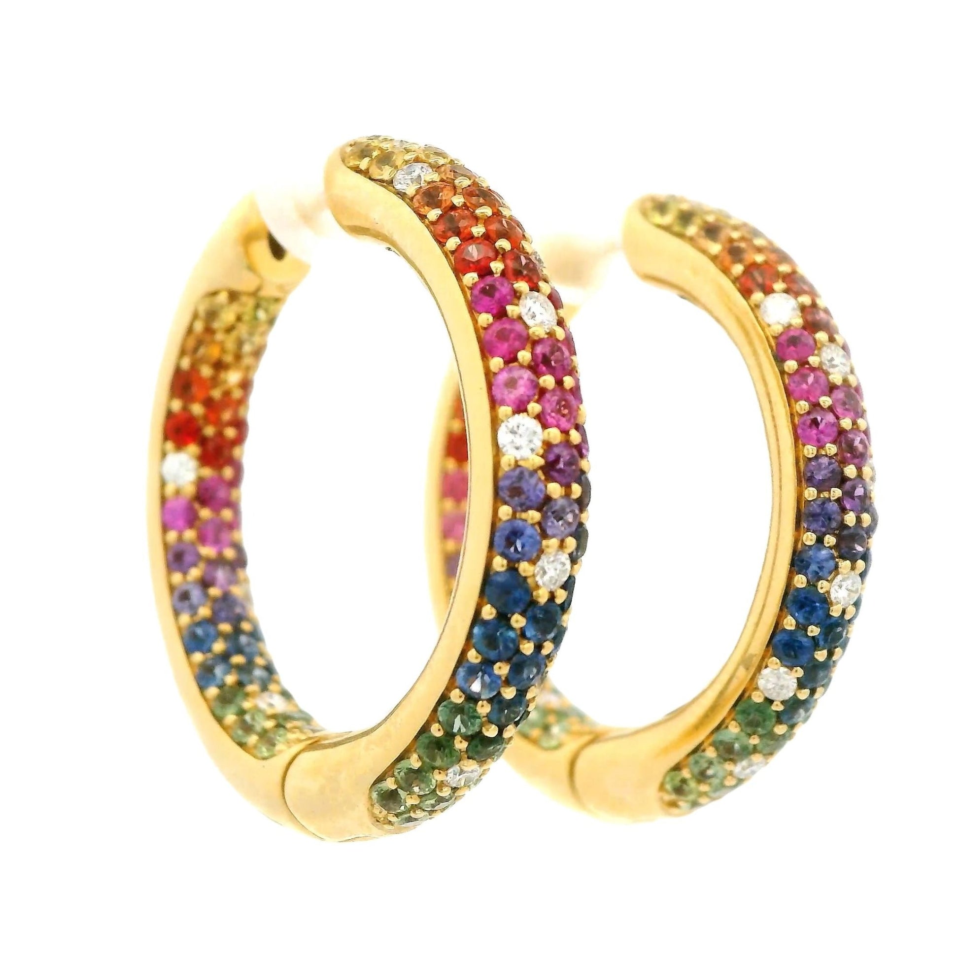 Rainbow Sapphire Hoops - Forever Rox