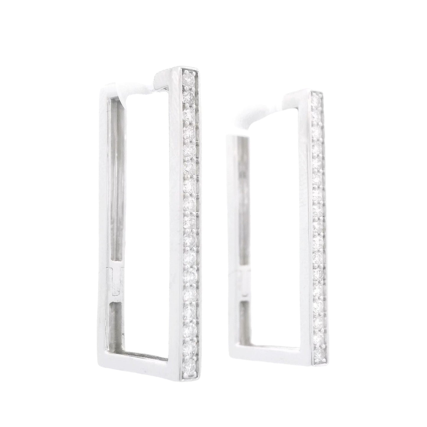 Rectangle Shape Diamond Hoops - Forever Rox
