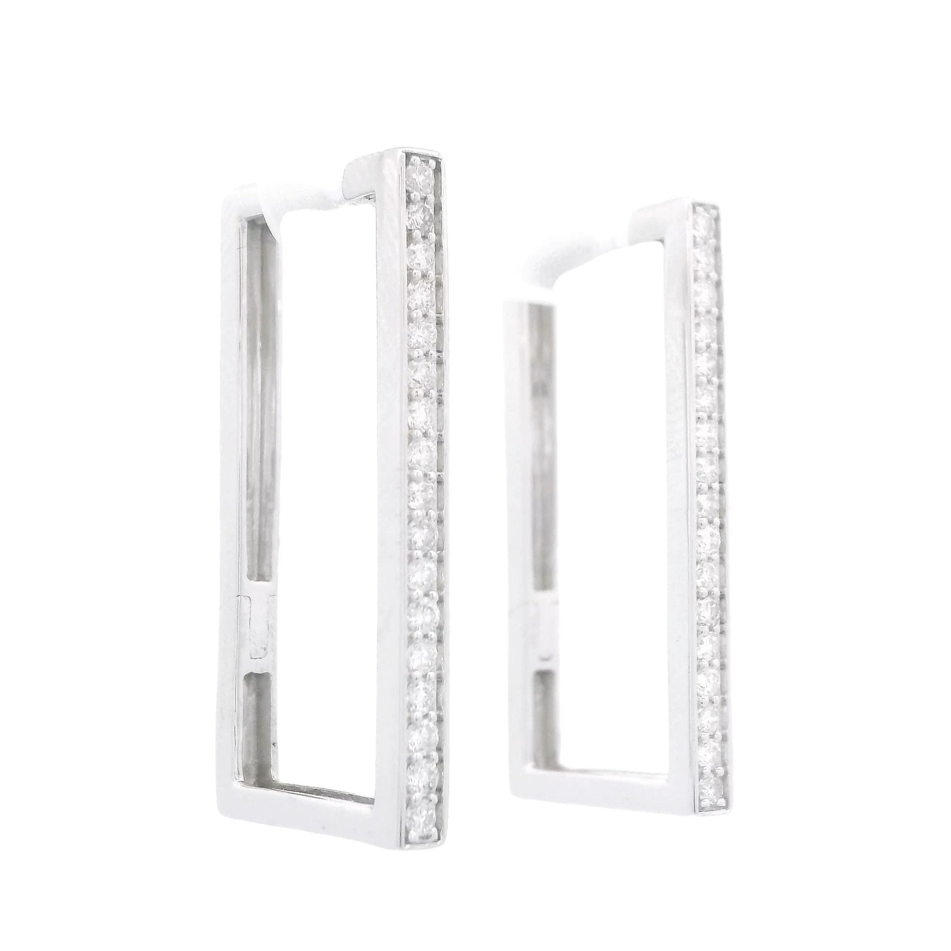 Rectangle Shape Diamond Hoops - Forever Rox