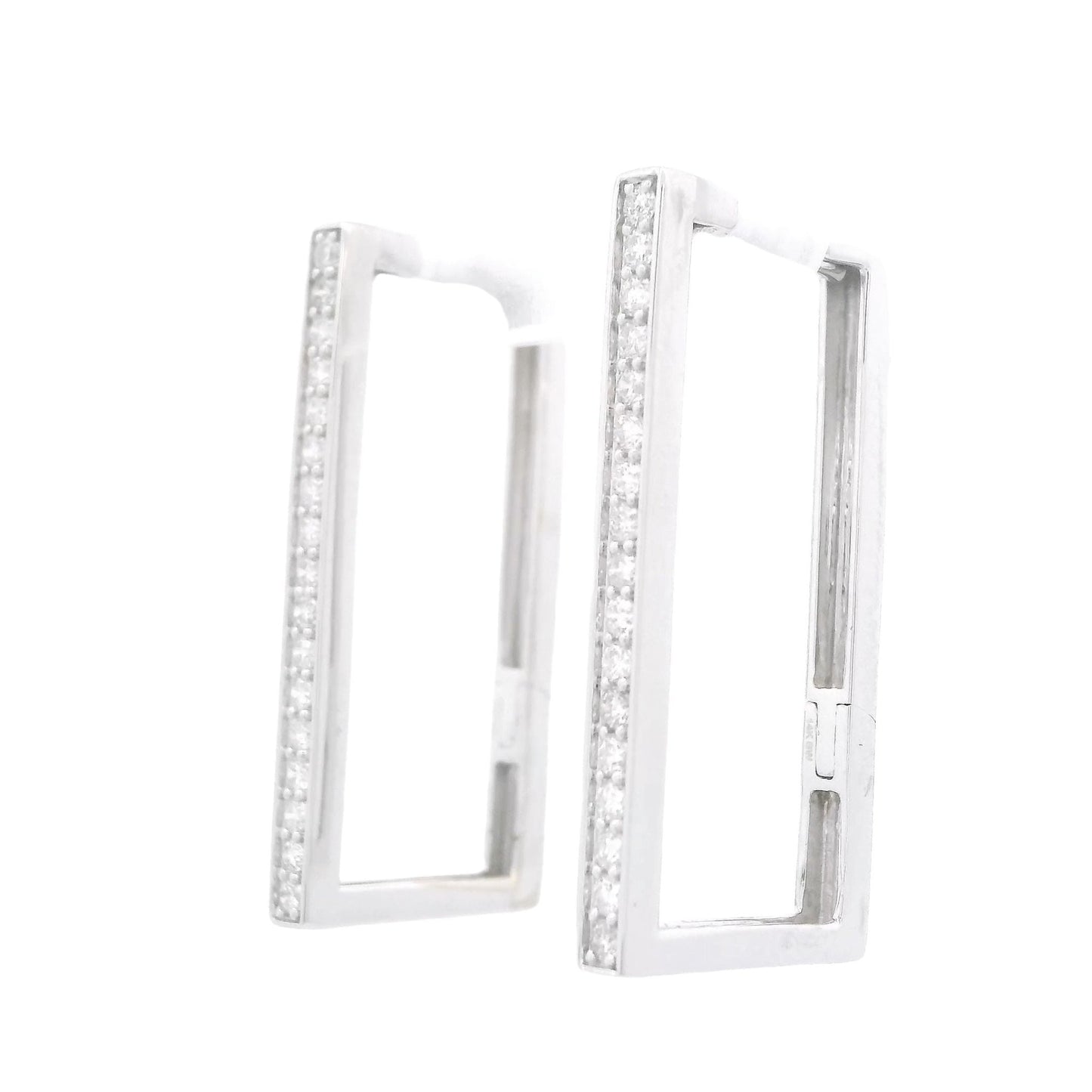 Rectangle Shape Diamond Hoops - Forever Rox