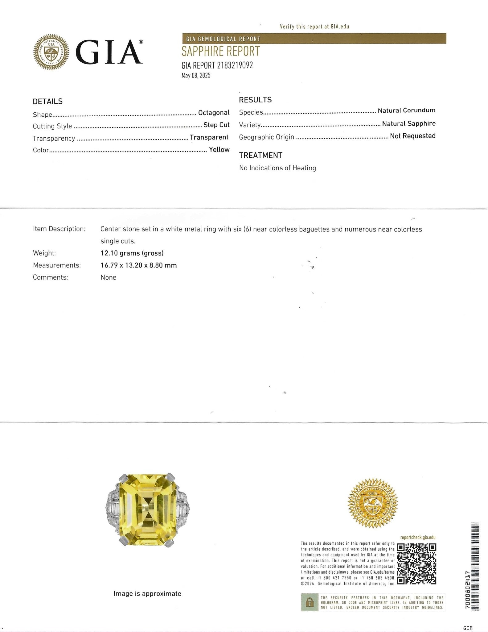 Retro 21.31ct GIA Certified No Heat Yellow Sapphire & Diamond Ring, Platinum - Forever Rox
