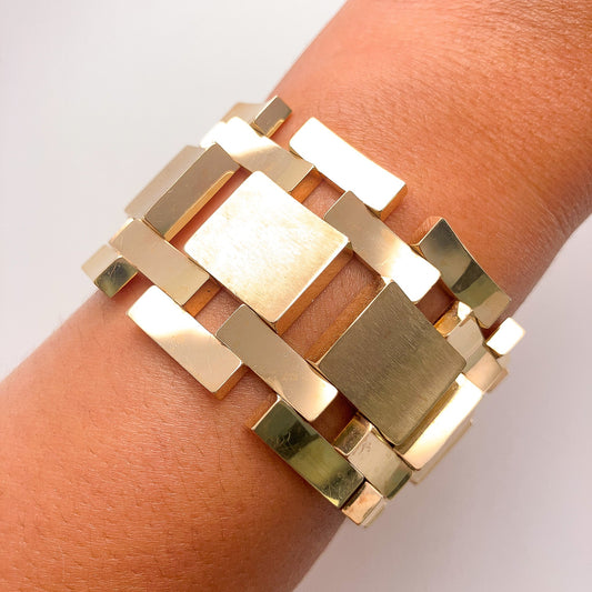 Retro Rosey Gold Wide Bracelet, 14k· - Forever Rox