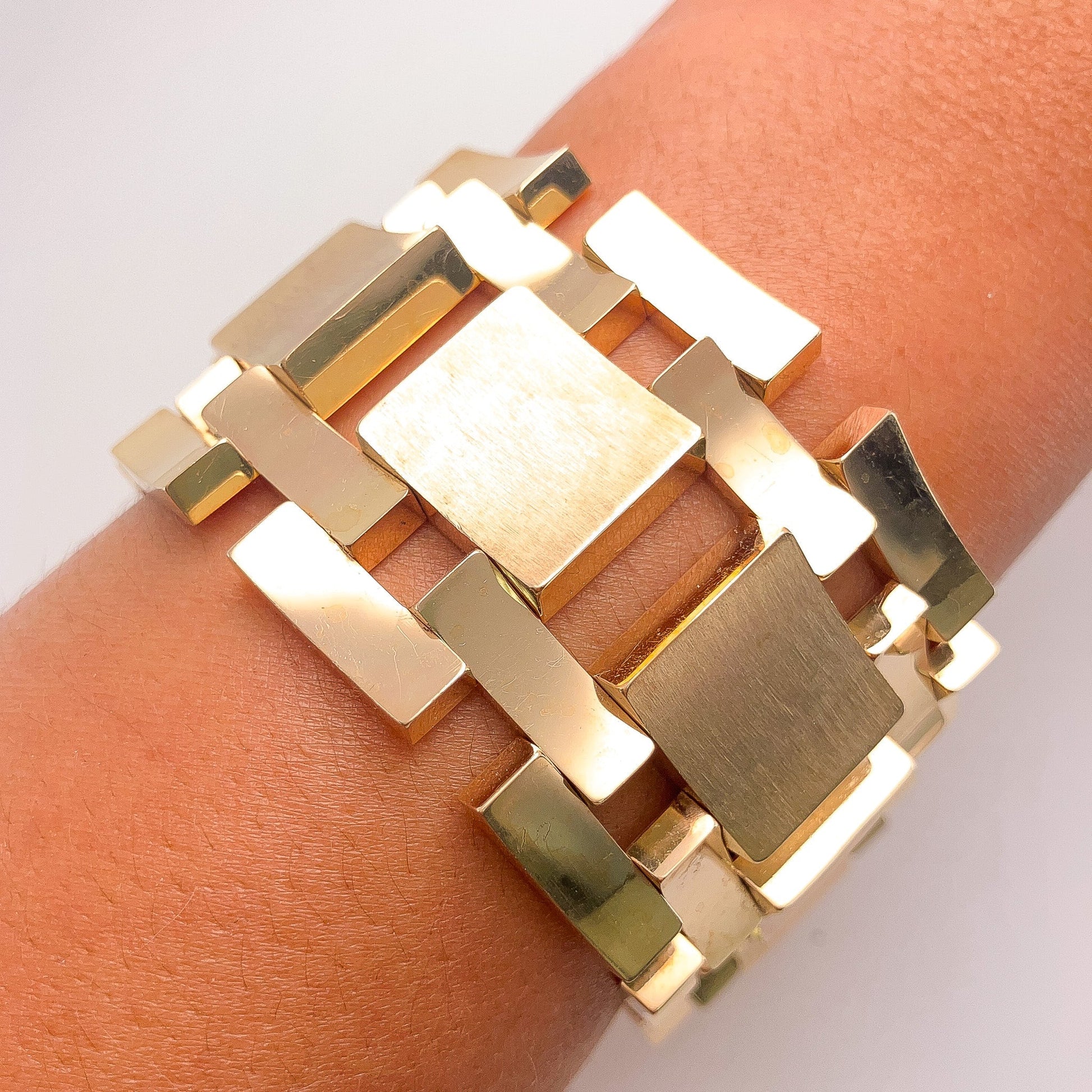 Retro Rosey Gold Wide Bracelet, 14k· - Forever Rox