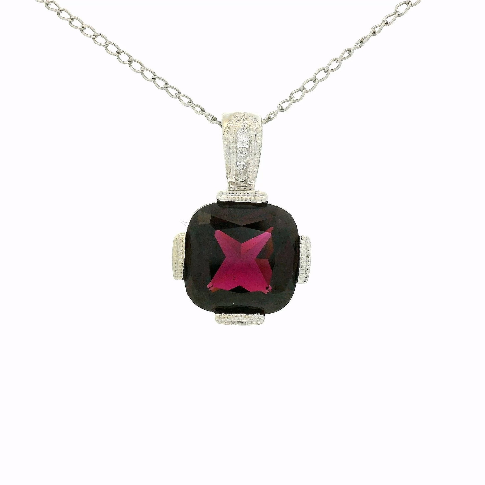Rhodolite Garnet & Diamond Pendant - Forever Rox