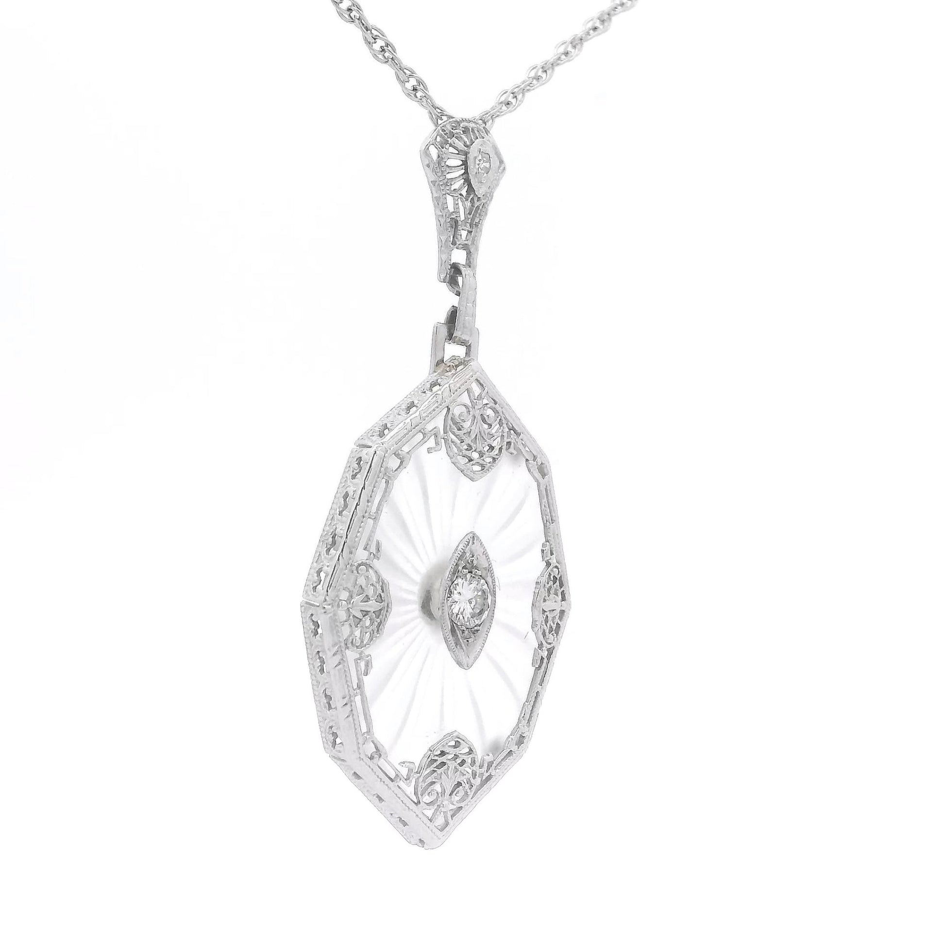 Rock Crystal Pendant with 2 Diamonds - Forever Rox