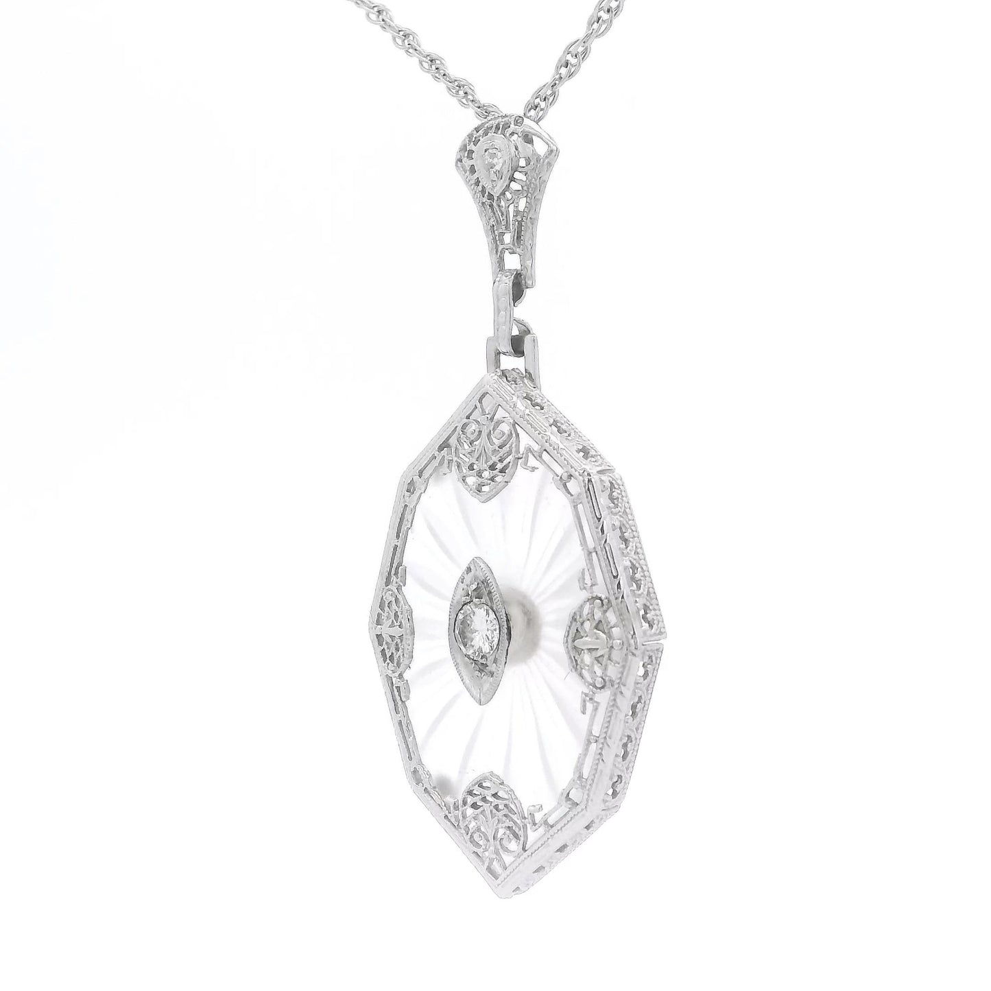 Rock Crystal Pendant with 2 Diamonds - Forever Rox