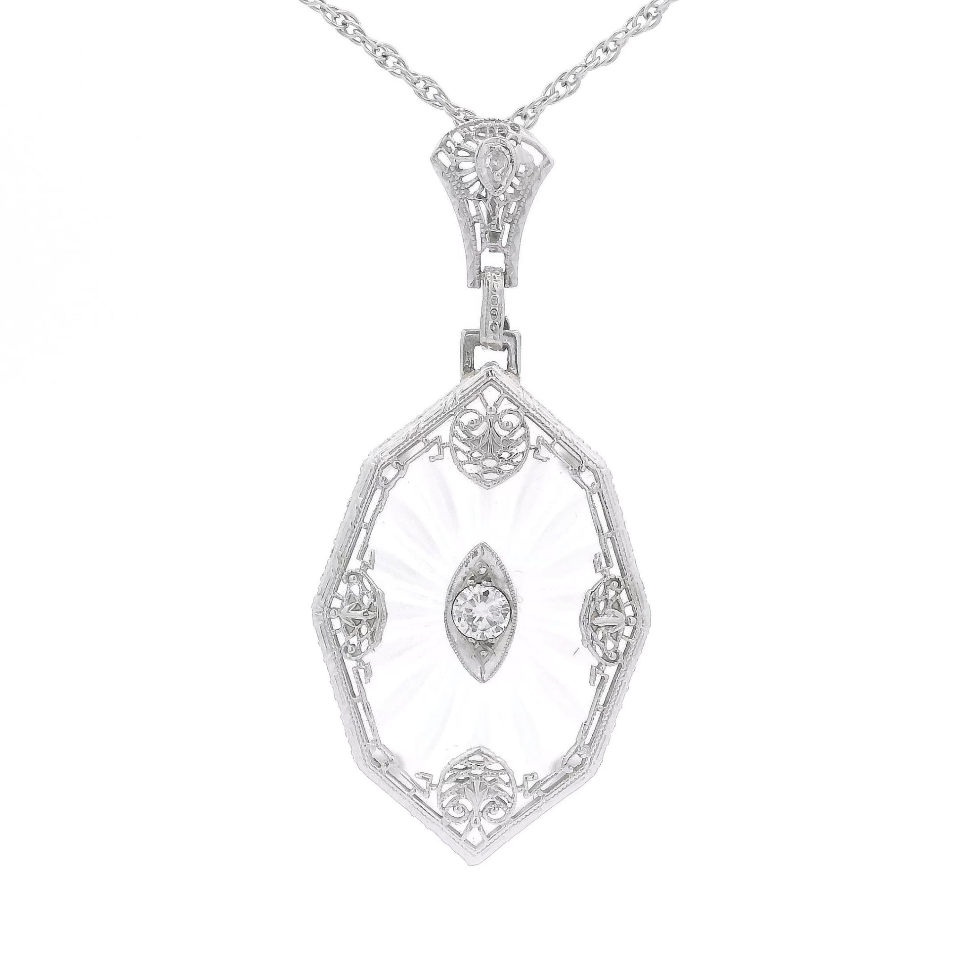 Rock Crystal Pendant with 2 Diamonds - Forever Rox
