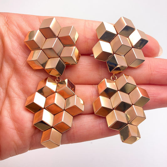 Rose Gold Dimensional Day/Night Earrings by Paolo Costagli, 18k· - Forever Rox