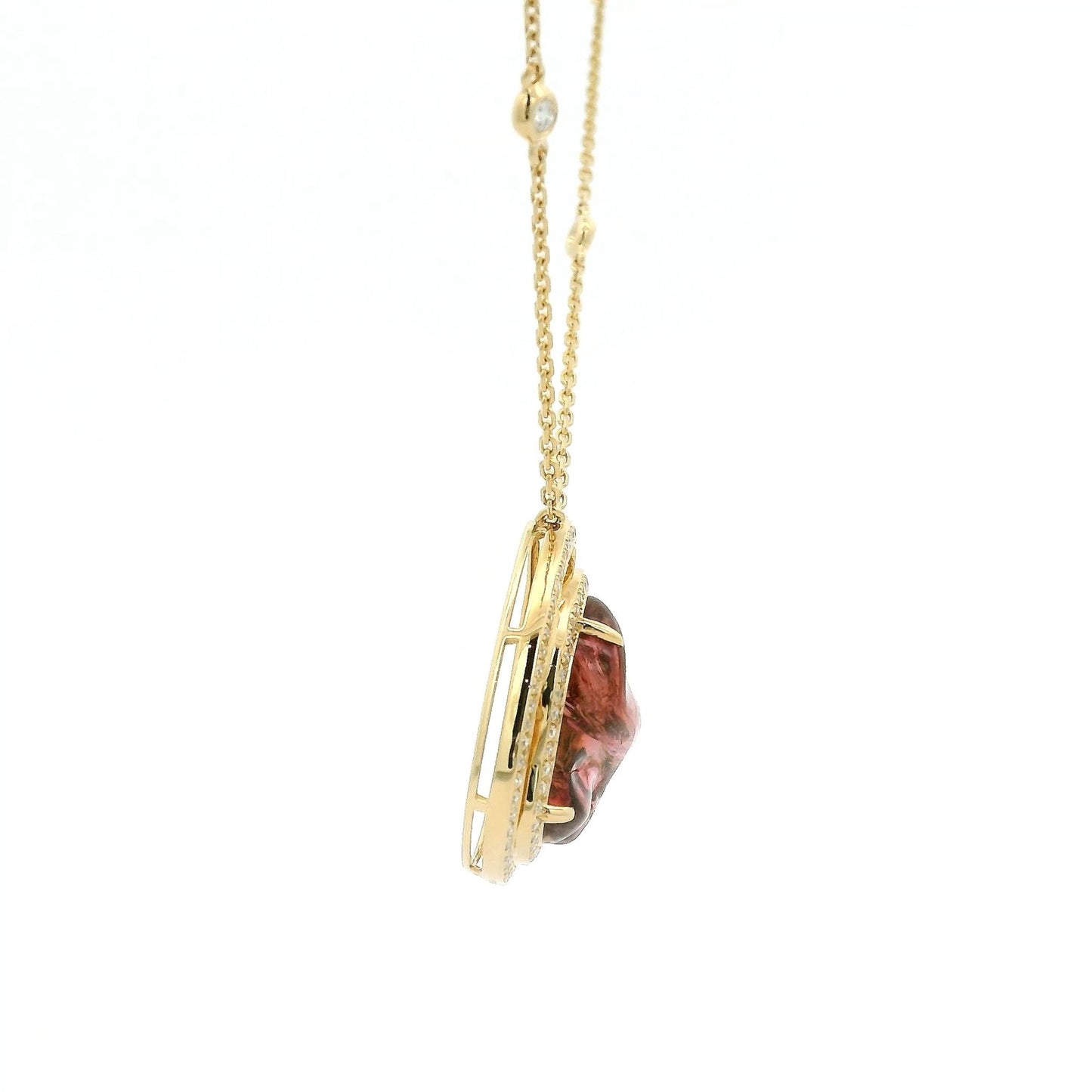 Rough Cut Pink Tourmaline & Diamonds By The Yard Necklace - Forever Rox