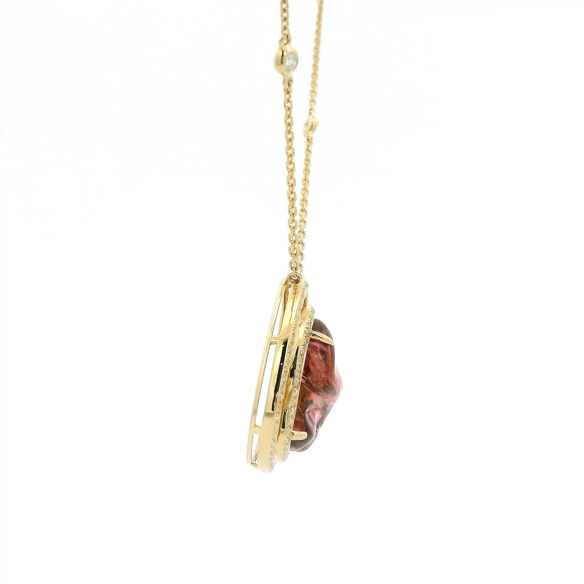 Rough Cut Pink Tourmaline & Diamonds By The Yard Necklace - Forever Rox