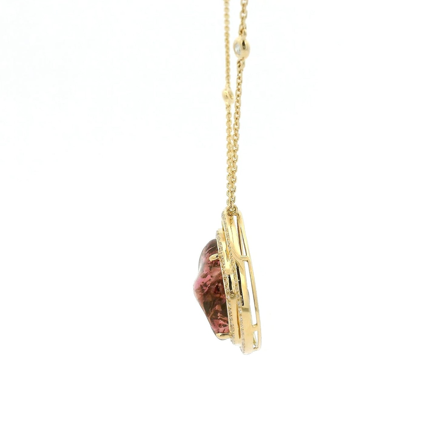 Rough Cut Pink Tourmaline & Diamonds By The Yard Necklace - Forever Rox
