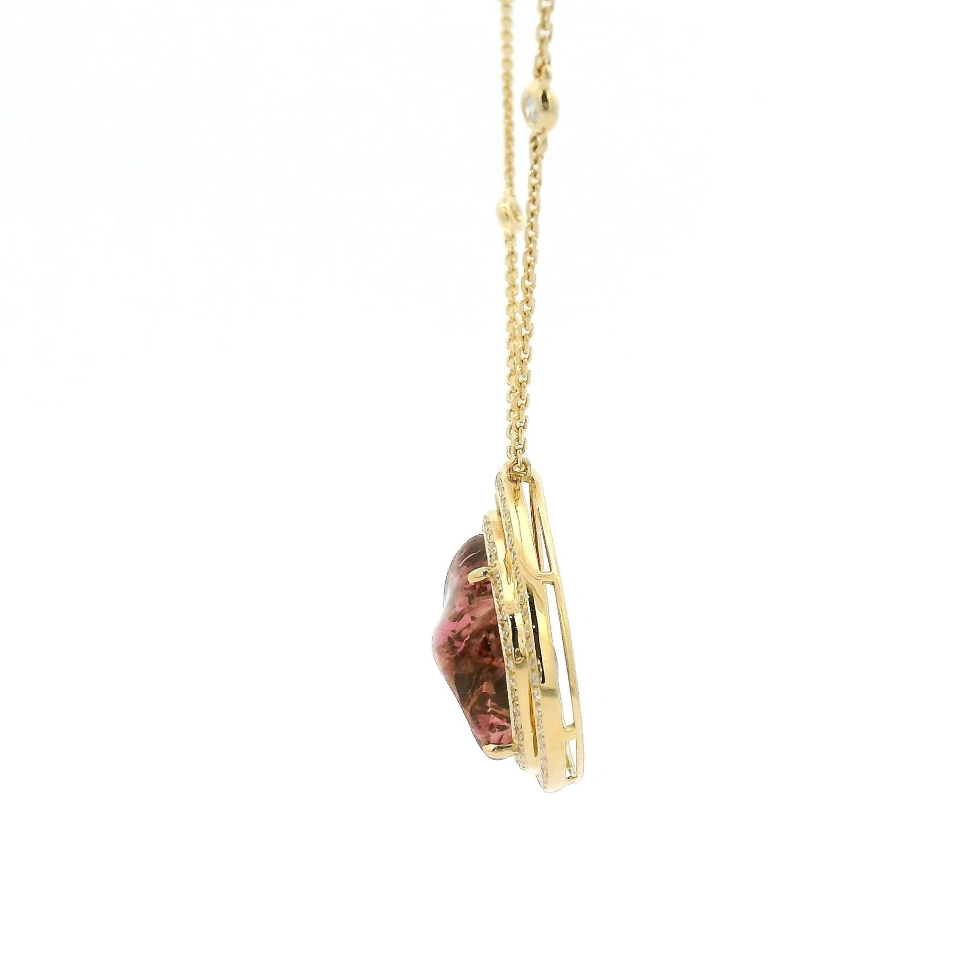 Rough Cut Pink Tourmaline & Diamonds By The Yard Necklace - Forever Rox