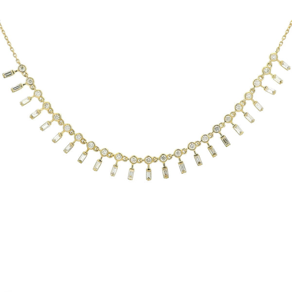 Round & Baguette Cut Diamond Strand Necklace - Forever Rox Fine Jewelry