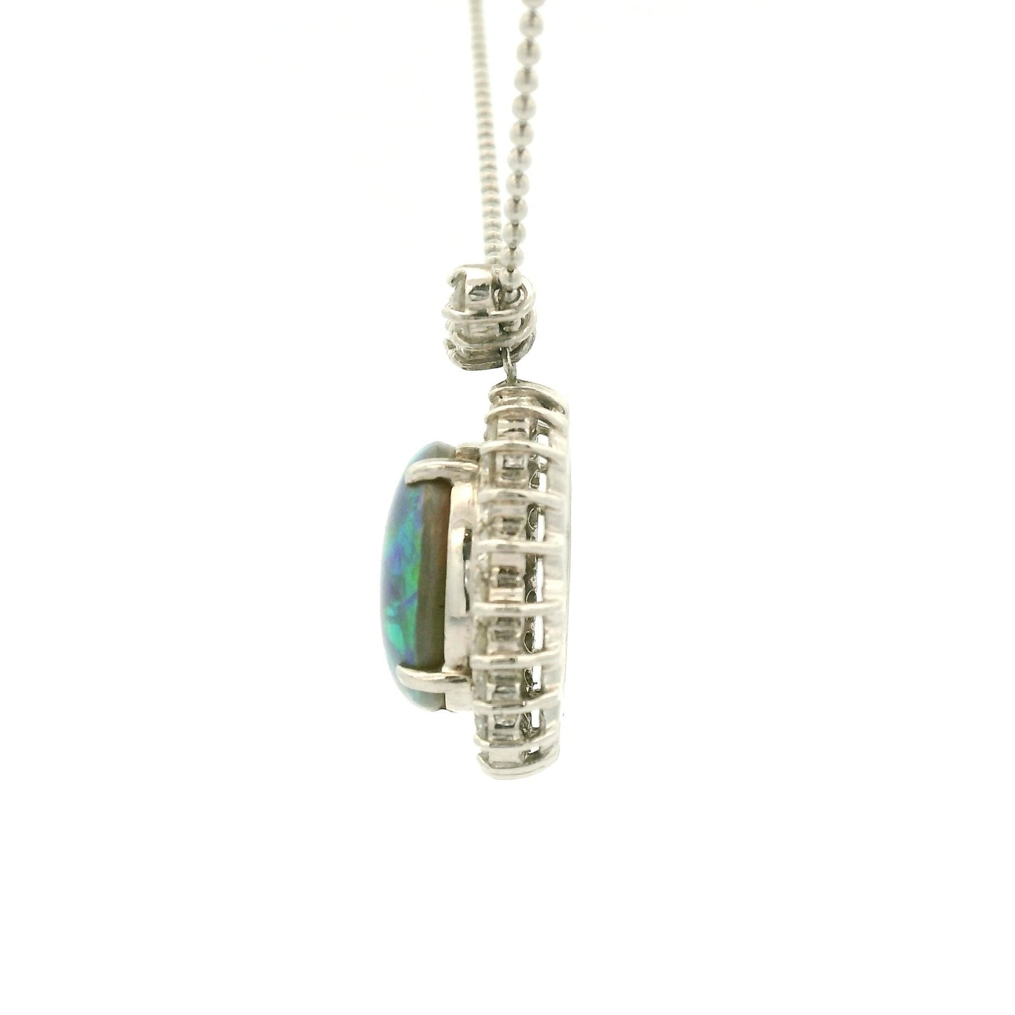 Round Black Lightning Ridge Opal & Diamond Pendant - Forever Rox Fine Jewelry
