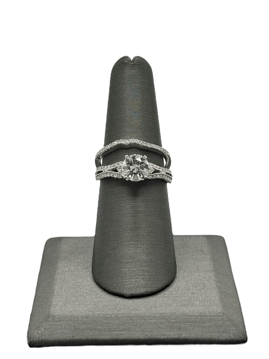 Round Brilliant Cut Diamond Bridal Ring With Matching Band - Forever Rox