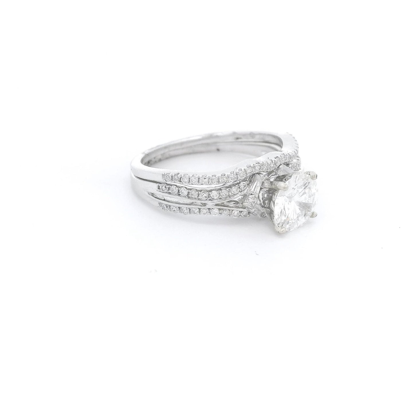 Round Brilliant Cut Diamond Bridal Ring with Matching Wedding Band - Forever Rox Fine Jewelry
